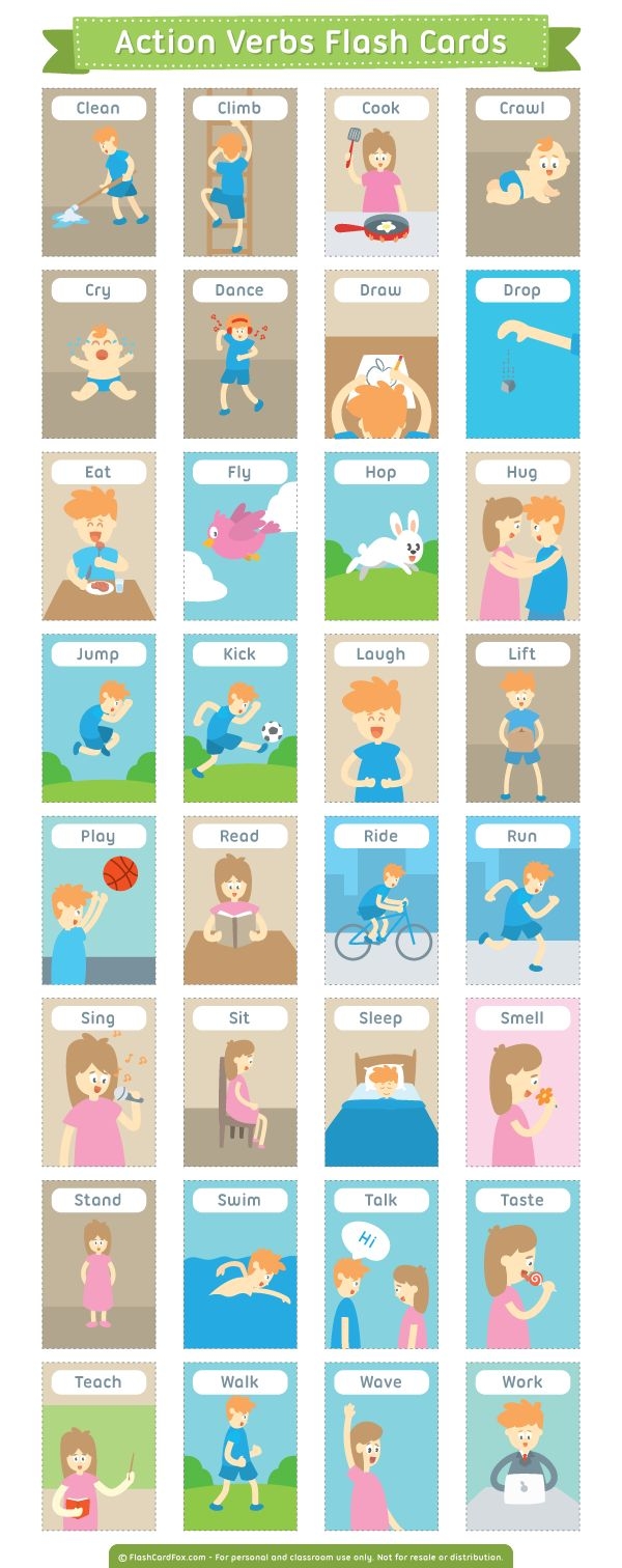 action verbs flashcards