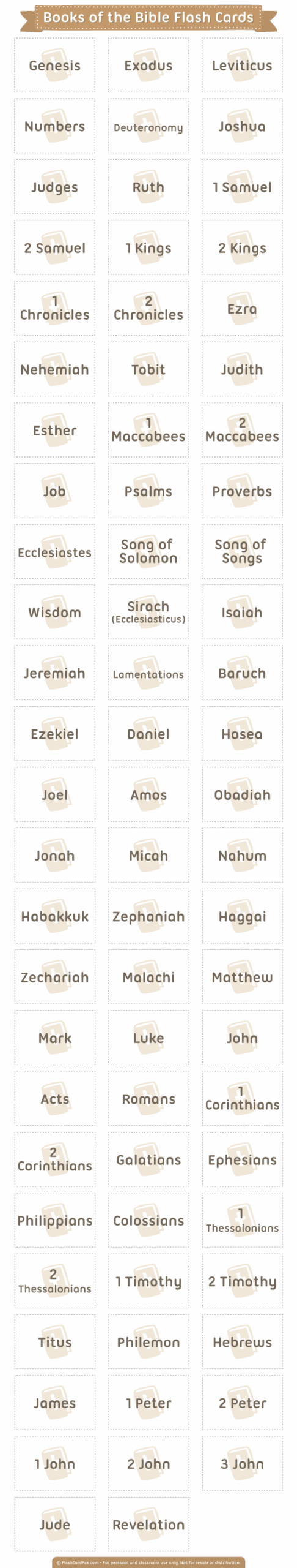 Printable Books Of The Bible Flash Cards