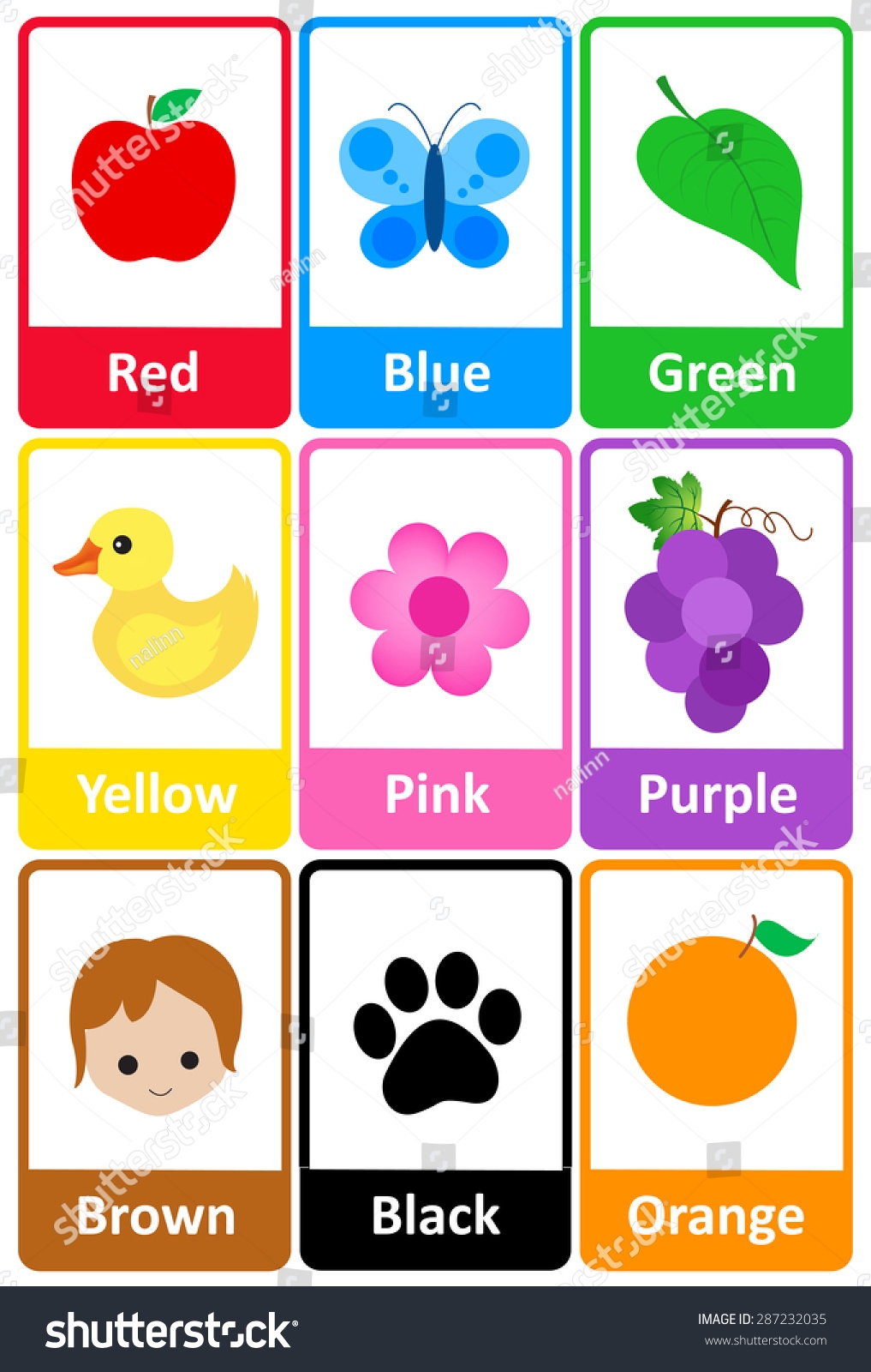 Printable Flash Card Collection Colors Their Stock Vector Royalty Free 287232035 Shutterstock