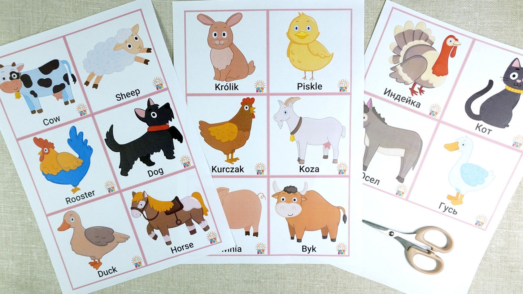 farm animals flashcards printable