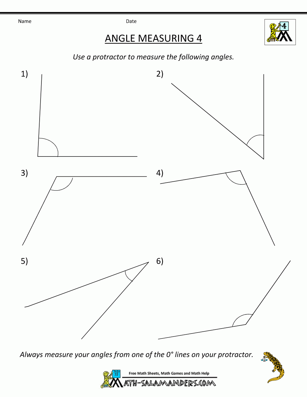 measuring angles worksheet