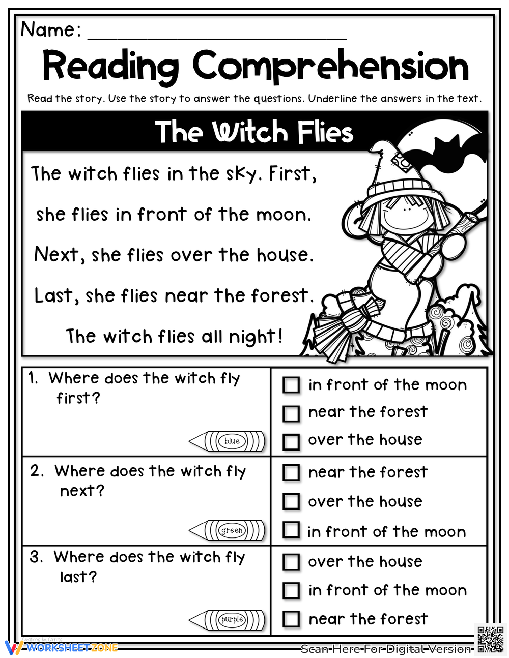 1st grade reading comprehension worksheets