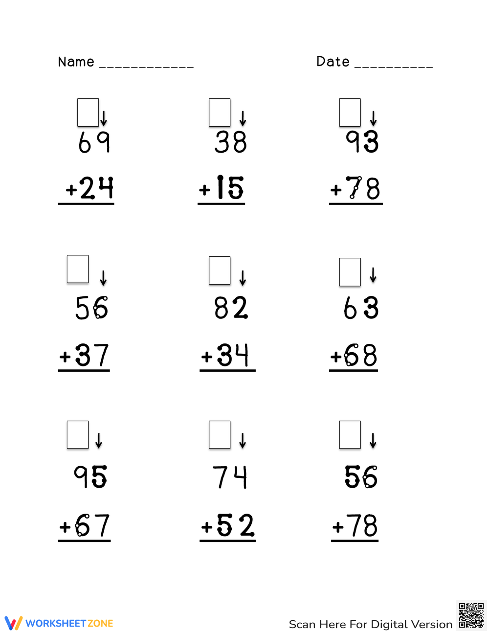 touch math addition worksheets