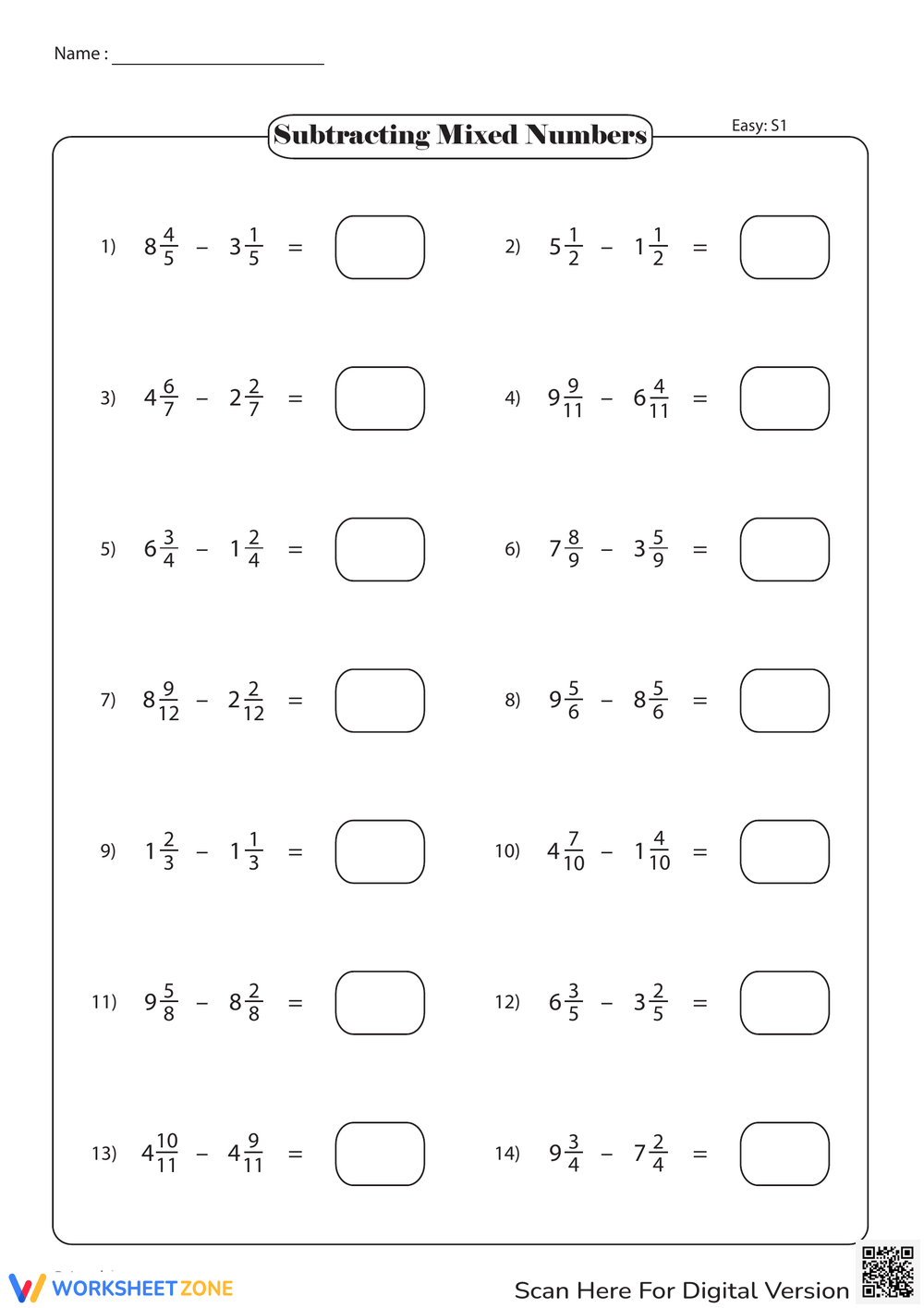 Printable Grade 4 Adding And Subtracting Mixed Numbers Worksheets