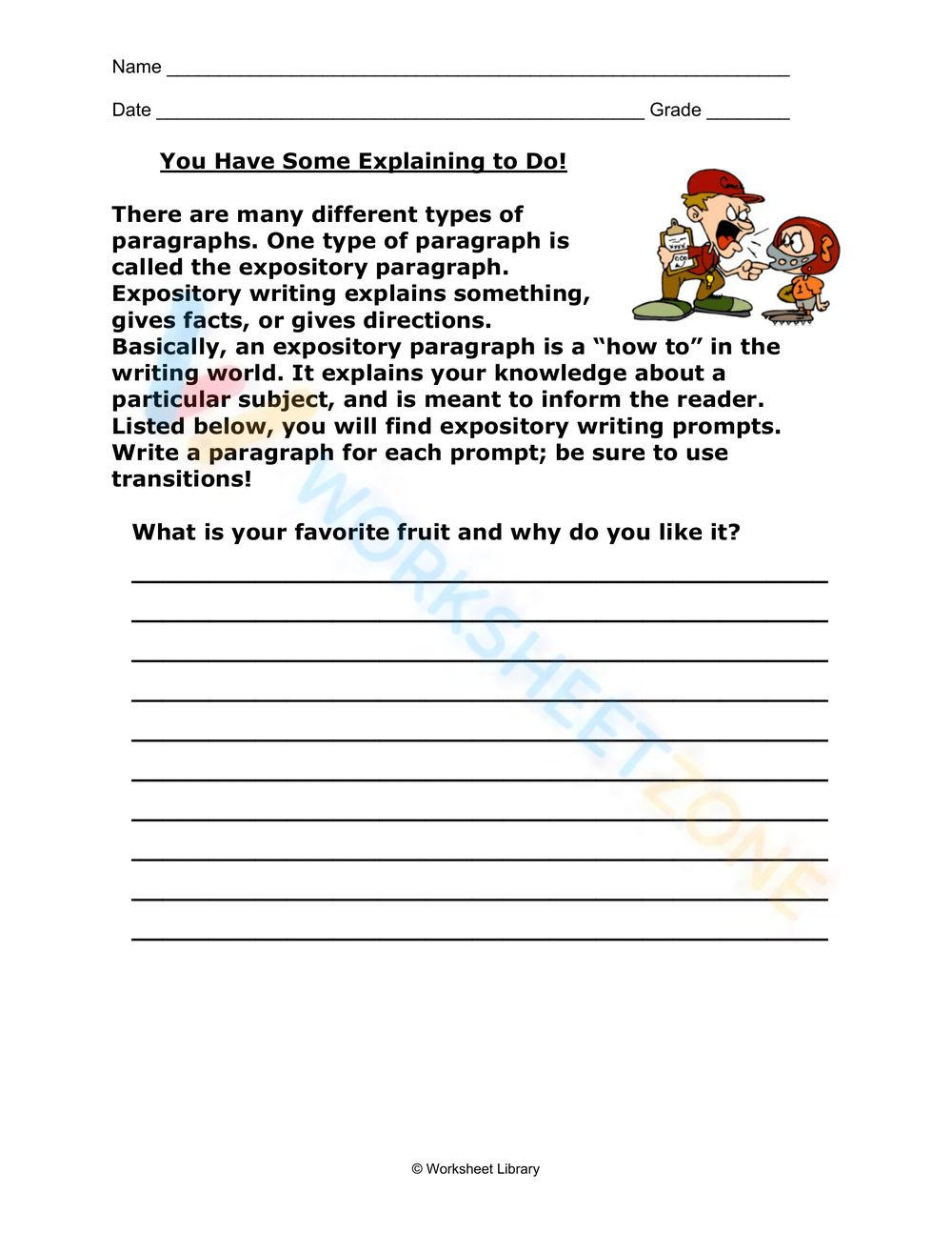 Printable Grade 5 Expository Writing Worksheets