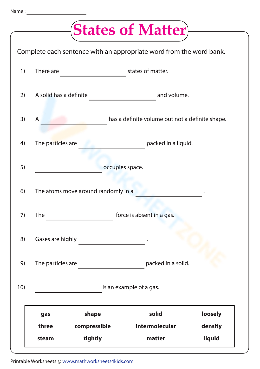 Printable Grade 6 Science Worksheets Download