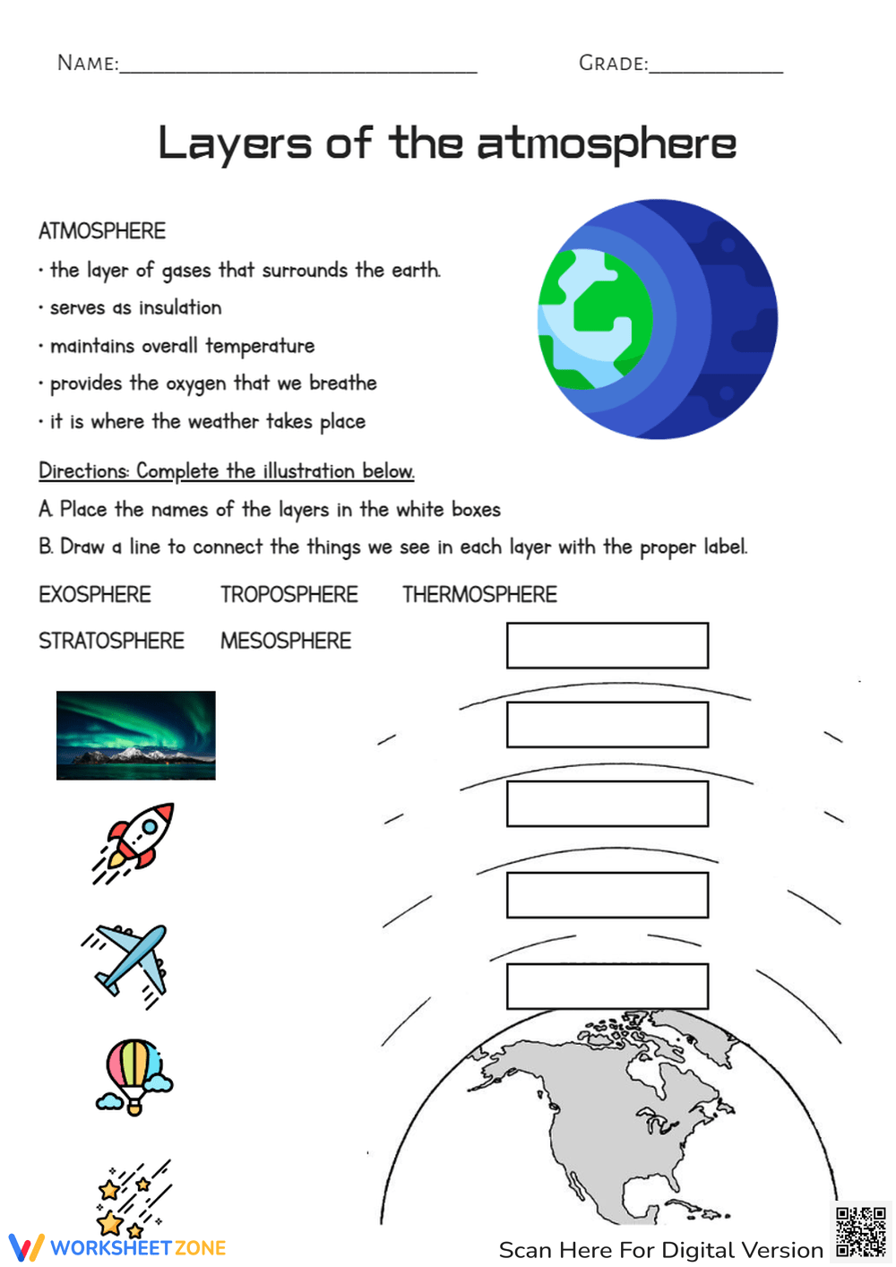 Printable Grade 7 Atmospheric Layers Worksheets