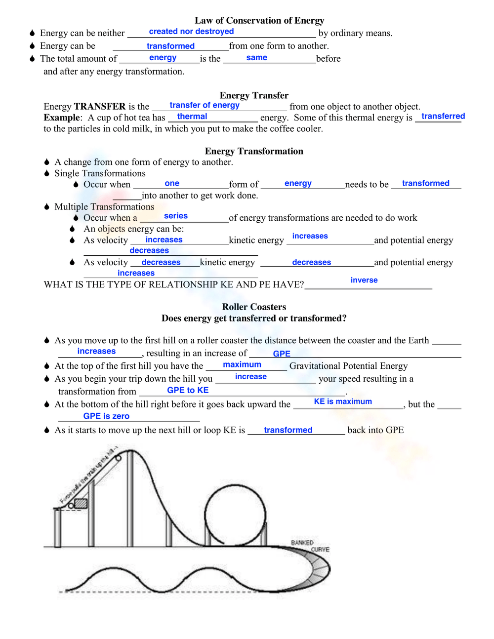 Printable Grade 7 Kinetic Potential Energy Worksheets Download