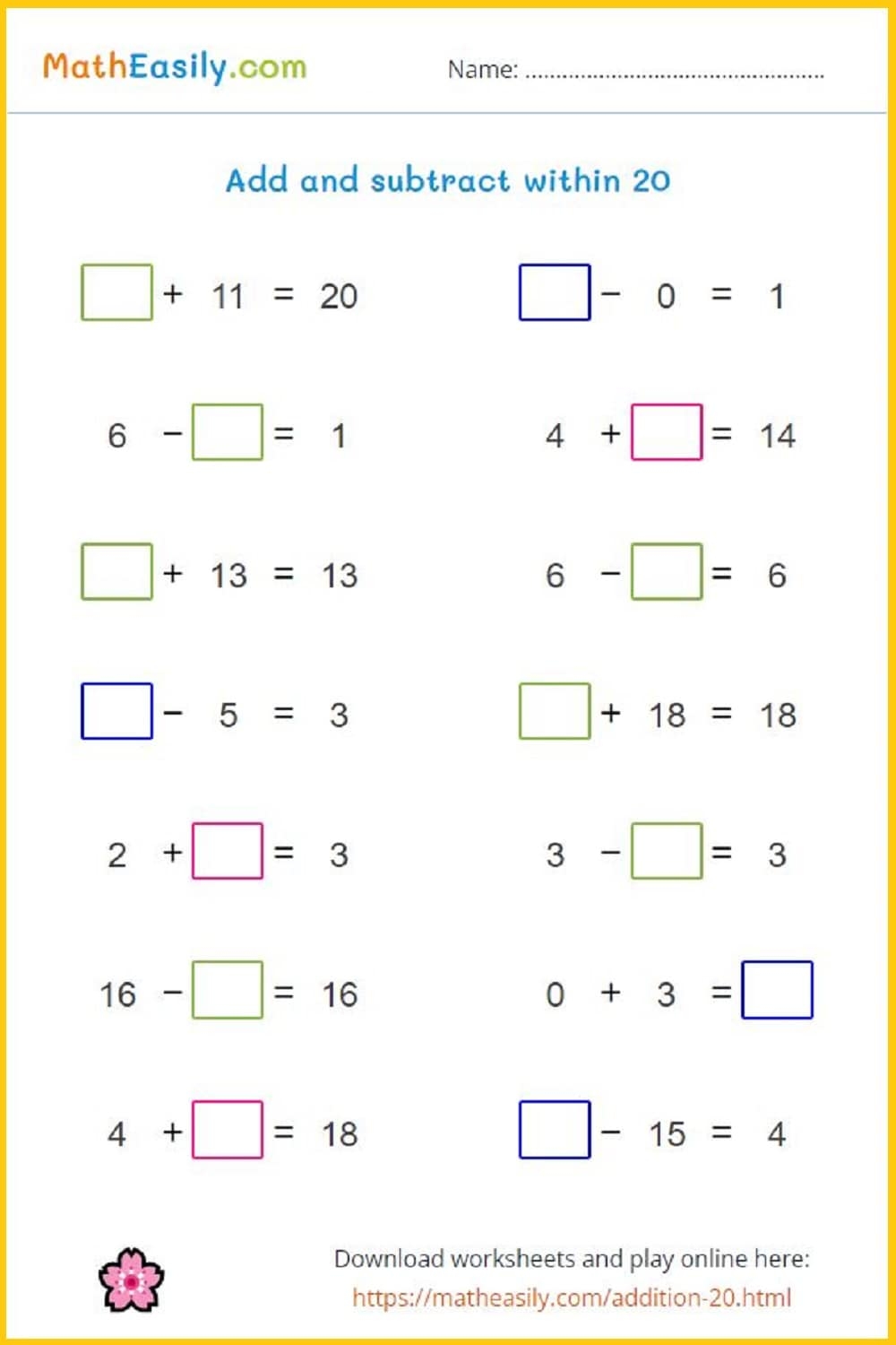 Printable Kindergarten Math Worksheets PDF Free Download