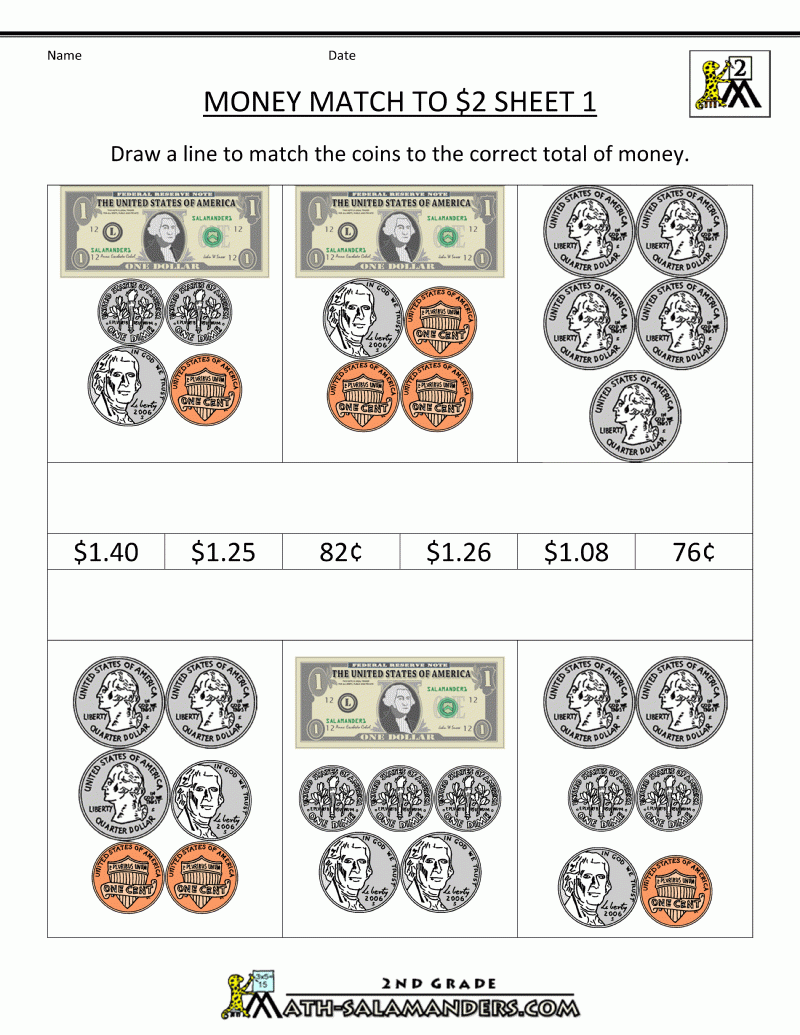 Printable Money Worksheets To 10