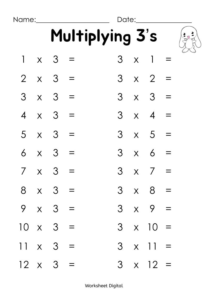 Printable Multiplication Worksheets Times Tables 1 12 PDF Etsy