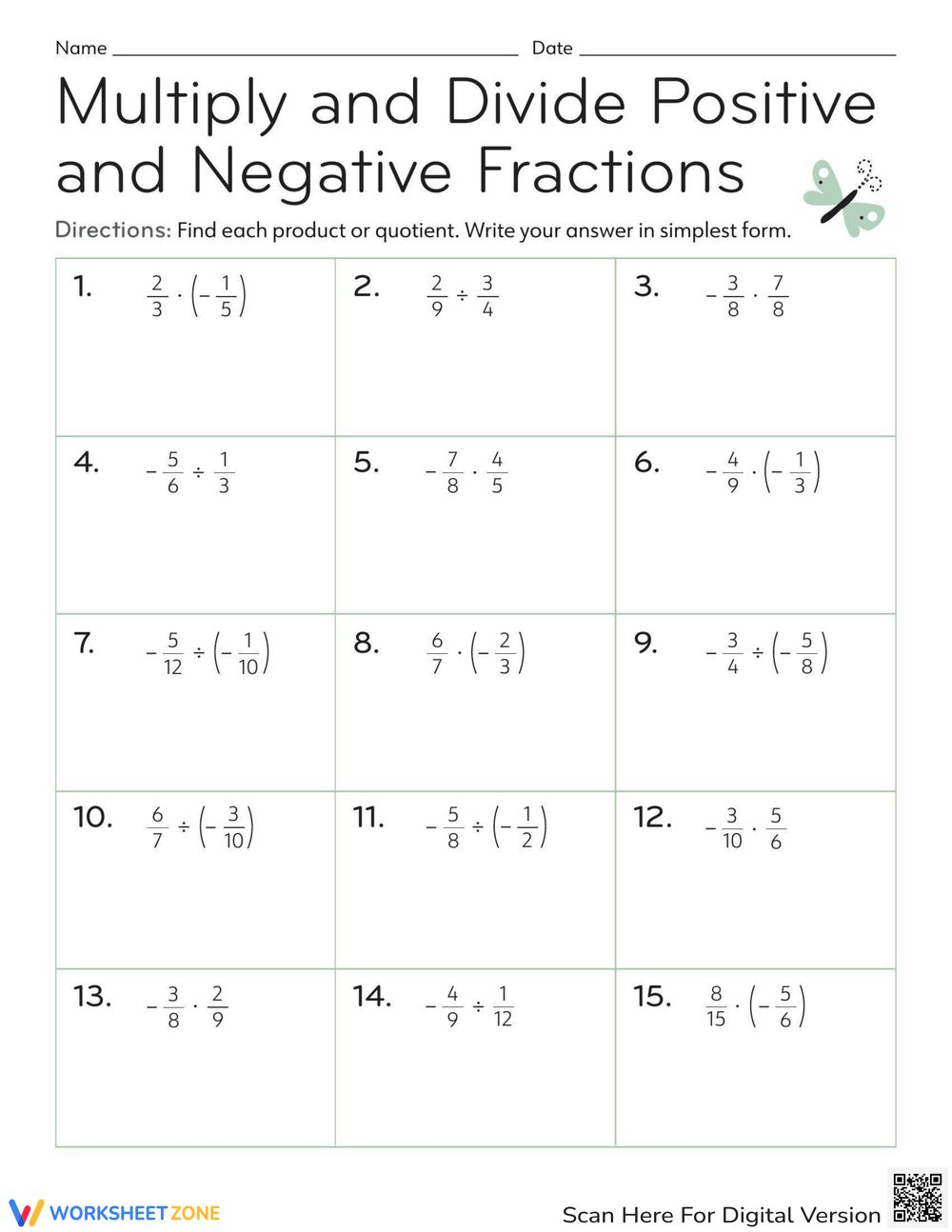 Printable Multiplying And Dividing Fractions Worksheets
