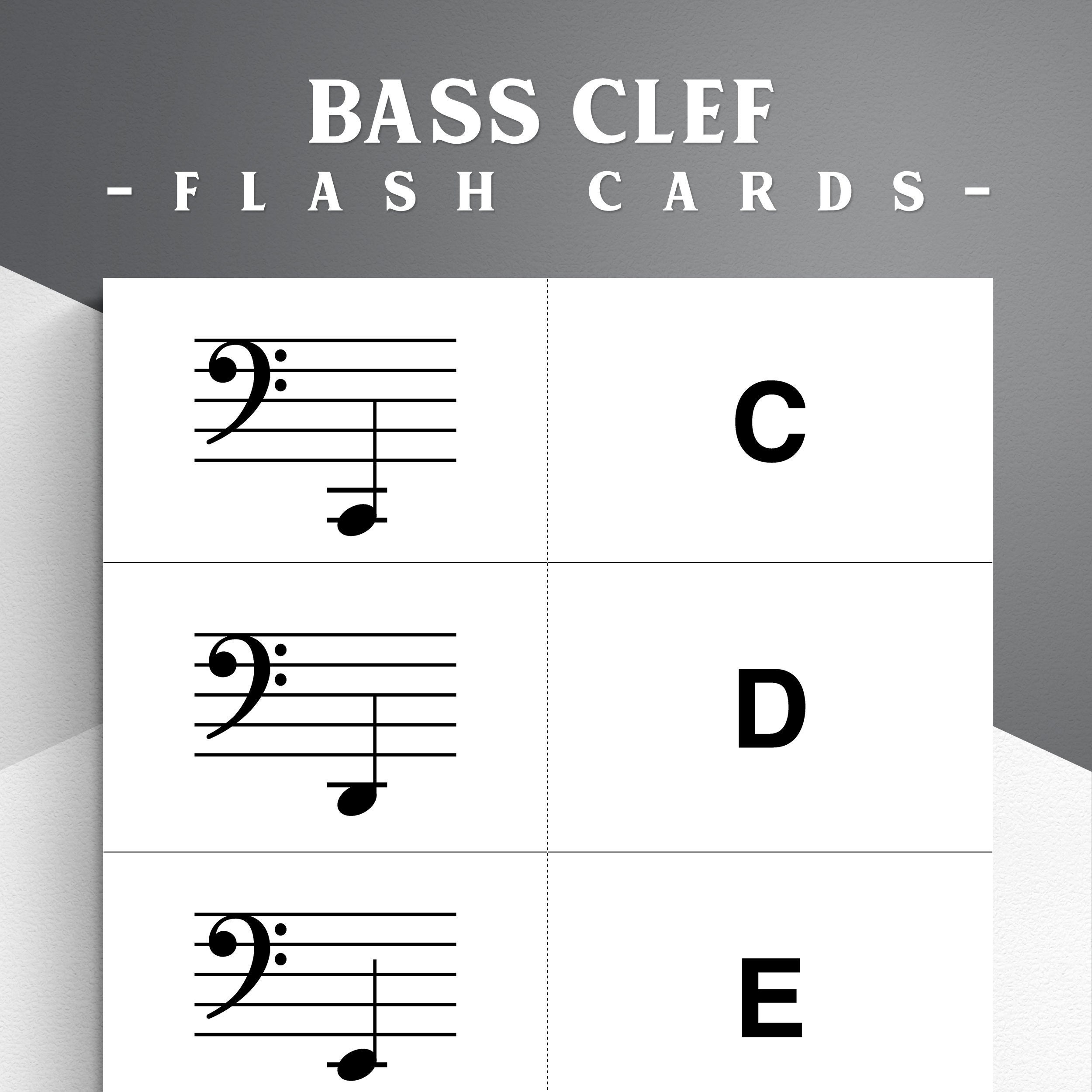 Printable Music Note Flash Cards Bass Clef Learning To Read Music Beginner Band Practice Etsy