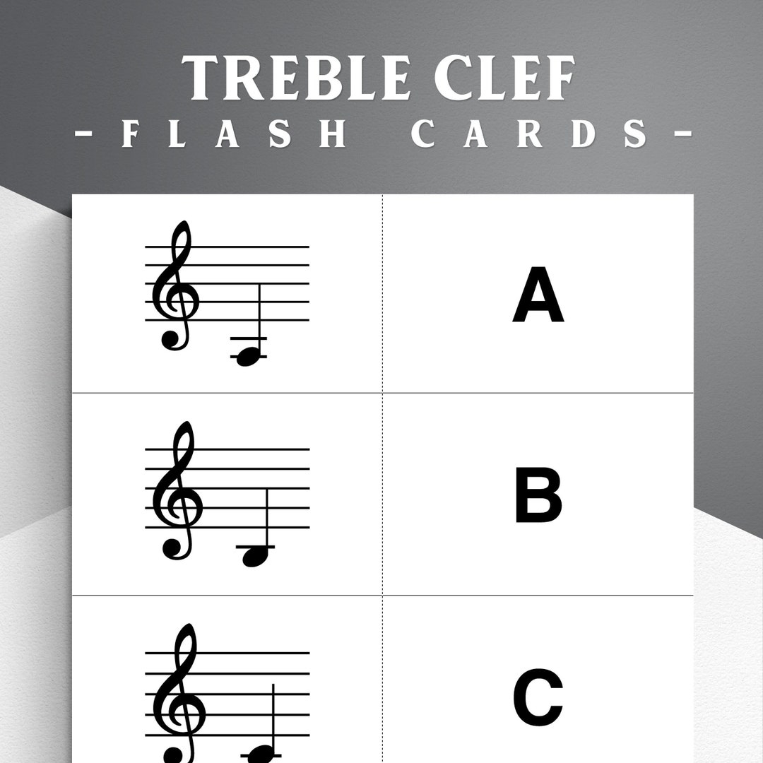 Printable Music Note Flash Cards Treble Clef Learning To Read Music Beginner Band Practice Etsy