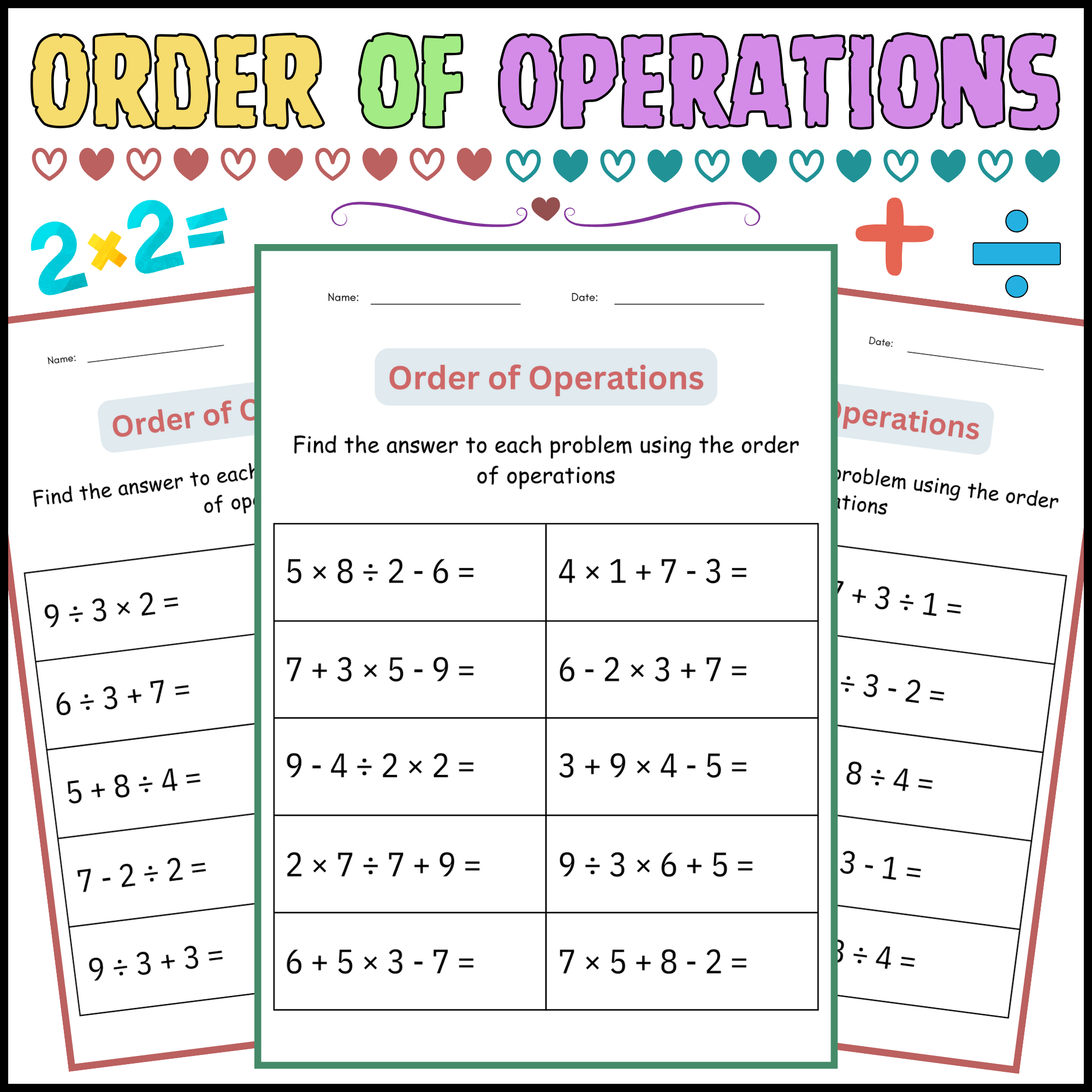 order of operations worksheets order of operations worksheets