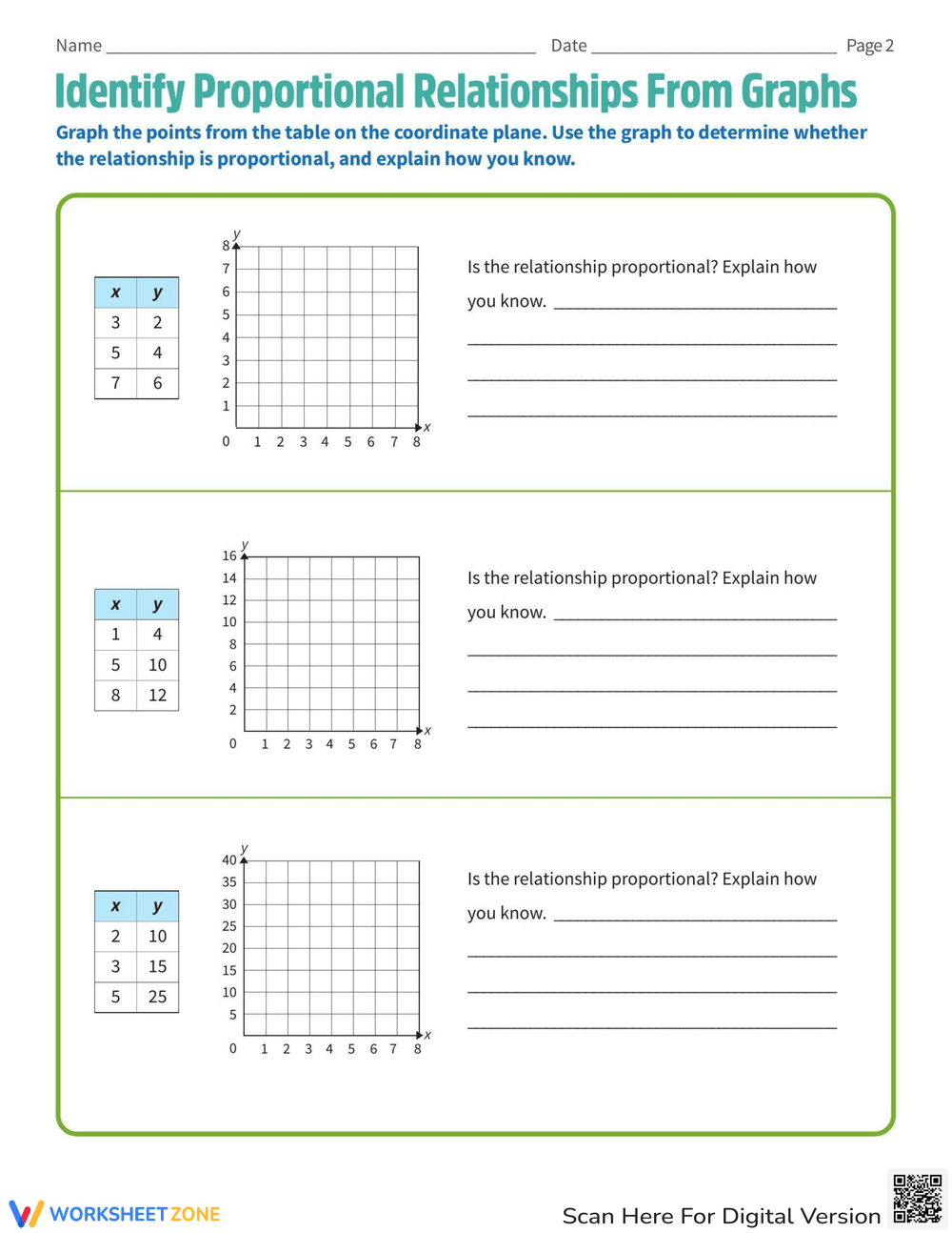 Printable Proportional Relationships Worksheets