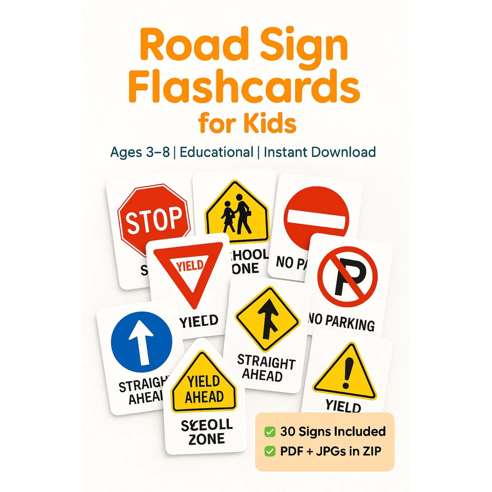 Printable Road Signs Flashcards Kids Classroom Decor digital Download Etsy