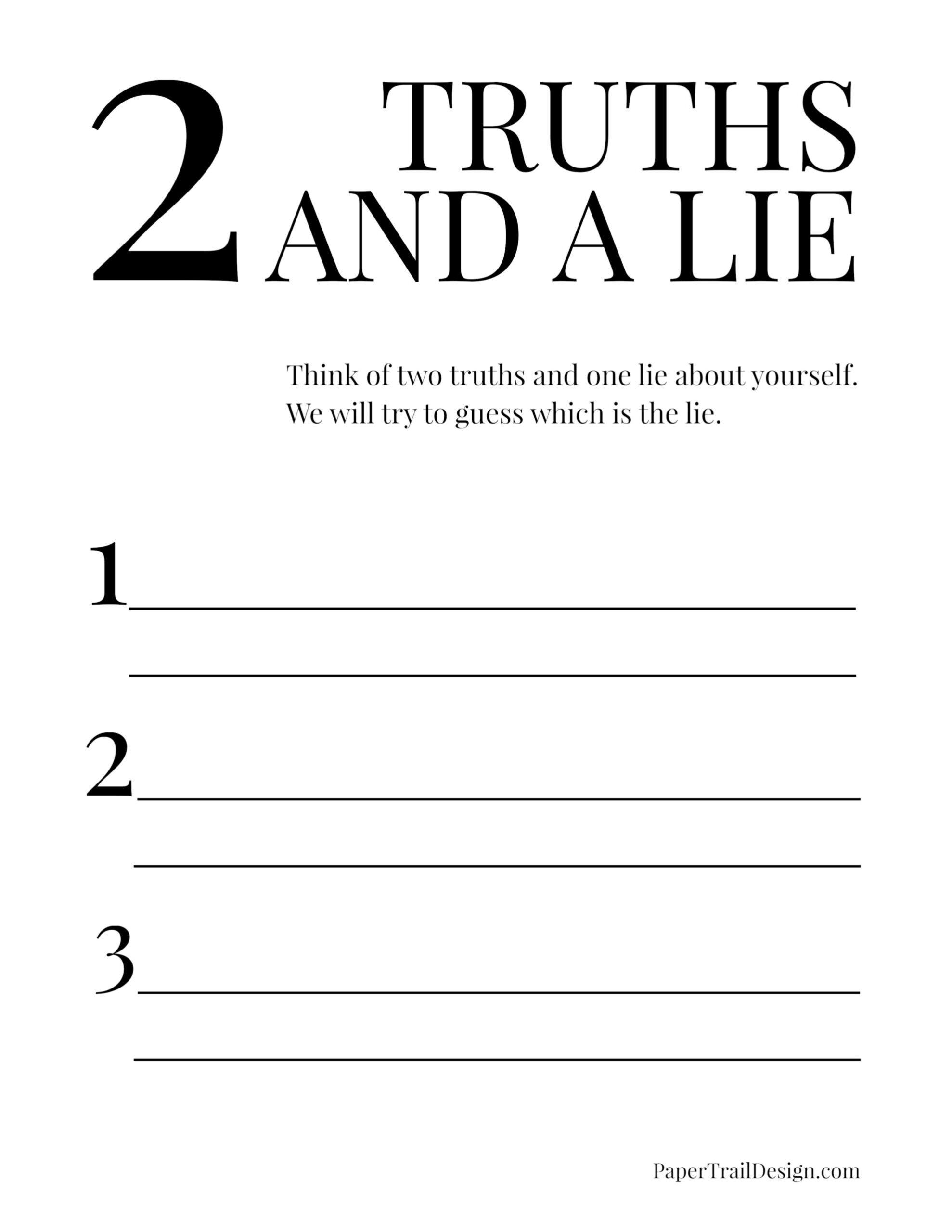 Printable Two Truths And A Lie Worksheets
