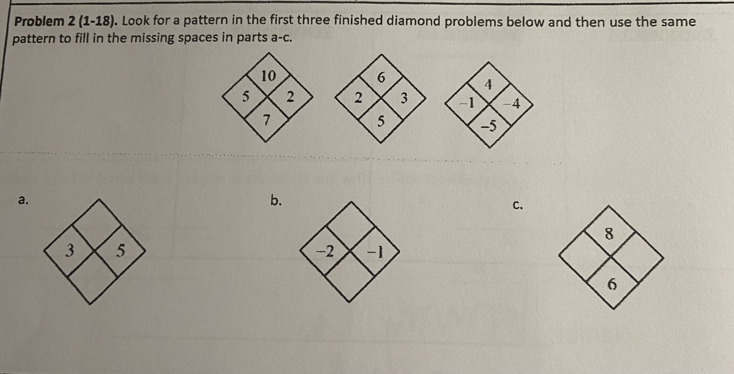 Problem 2 1 18 Look For A Pattern In The First Three Finished Diamond Problem 2 1 18 Look For A Pattern In The First Three Finished Diamond