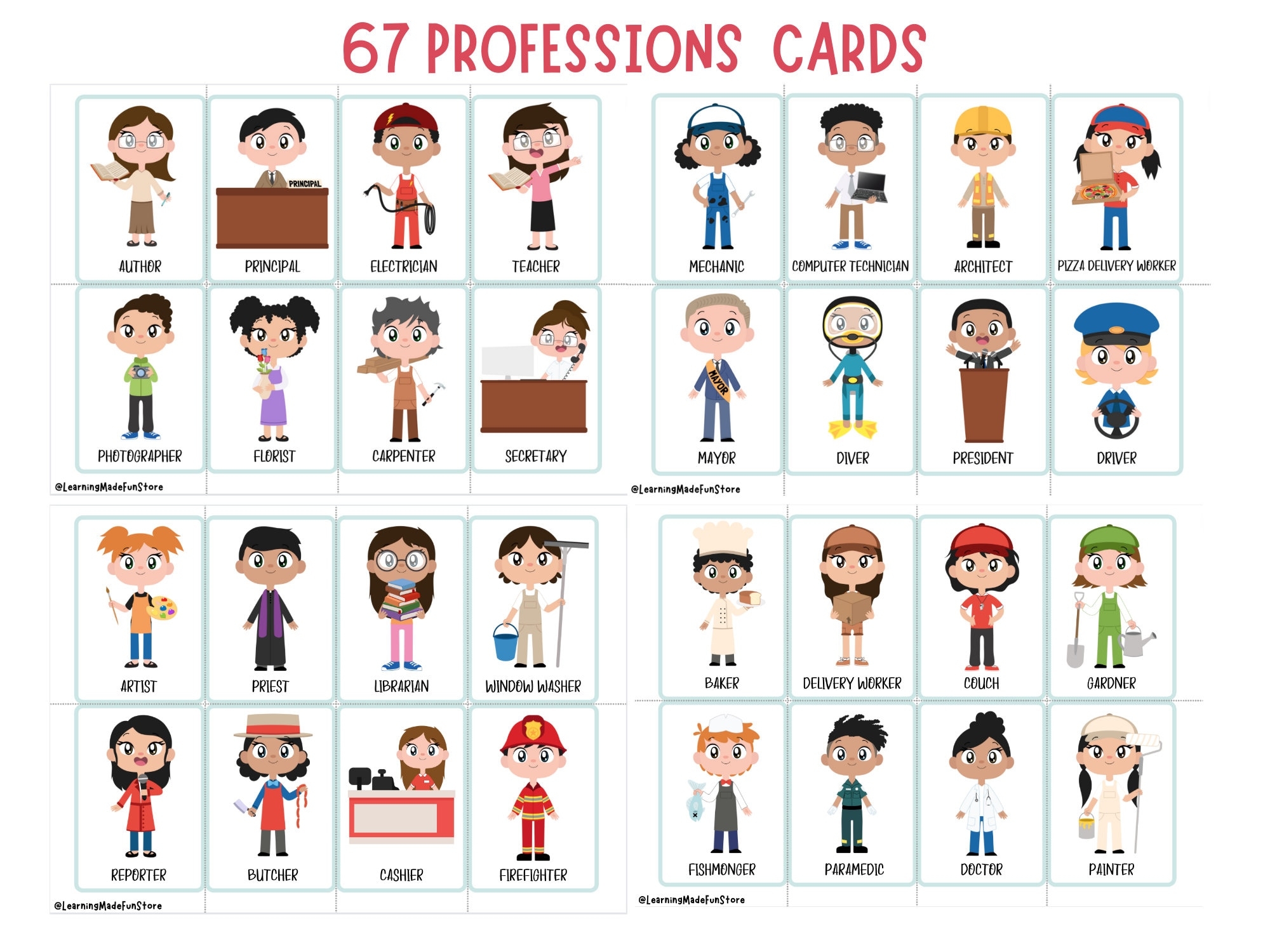 Professions Flash Cards Community Helpers Learning PDF Etsy