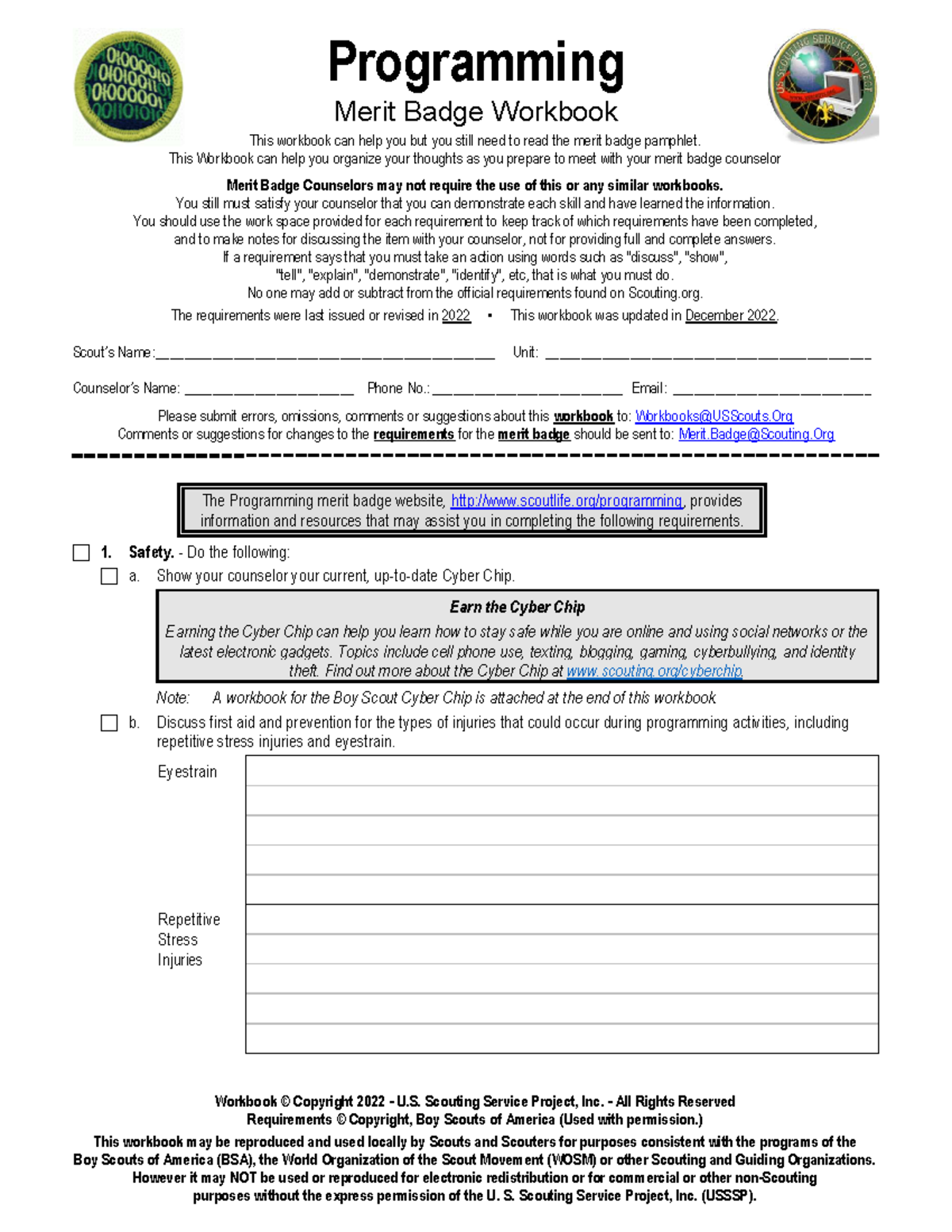 Programming Merit Badge Workbook Questions Answers Guide Studocu