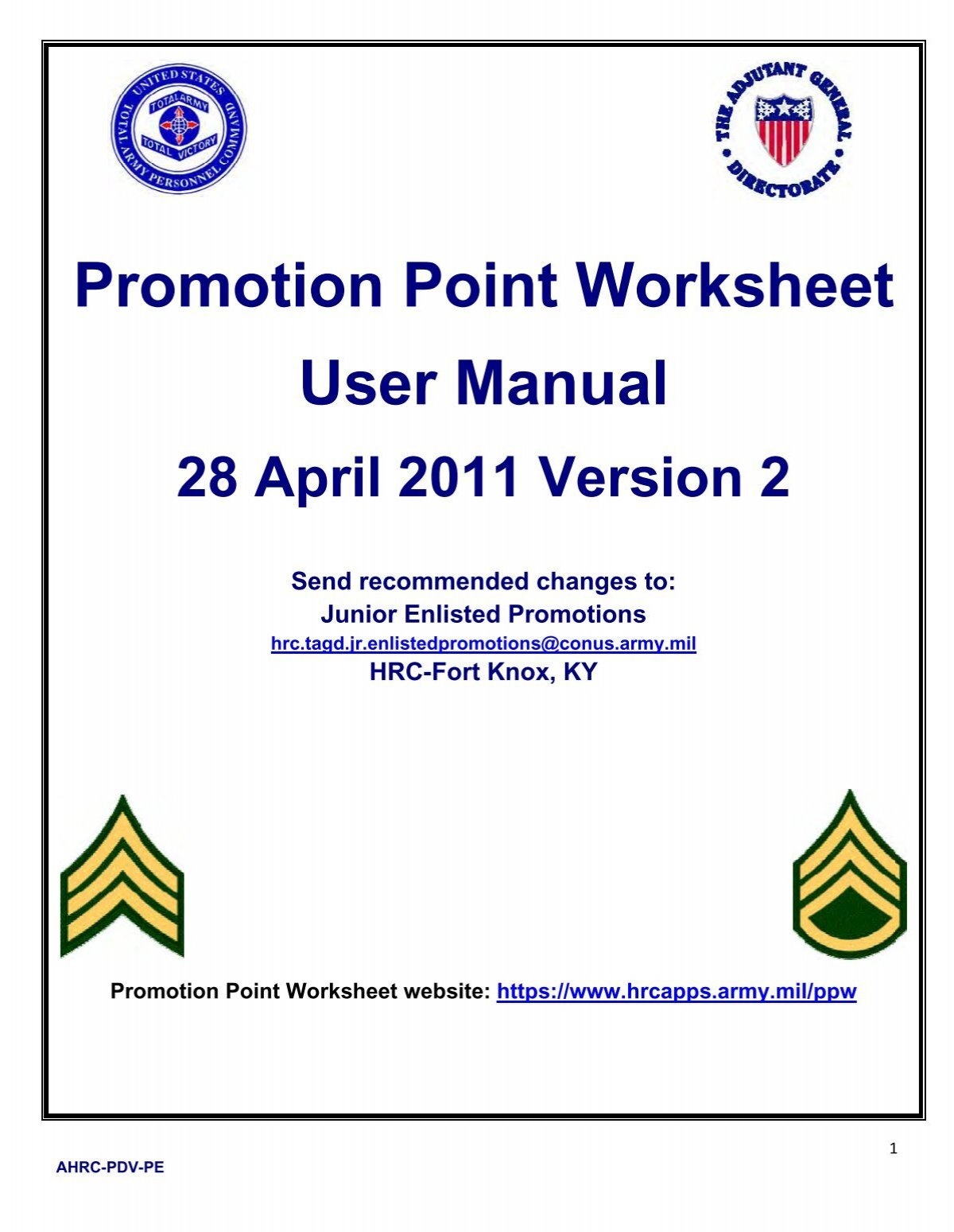 promotion points worksheet