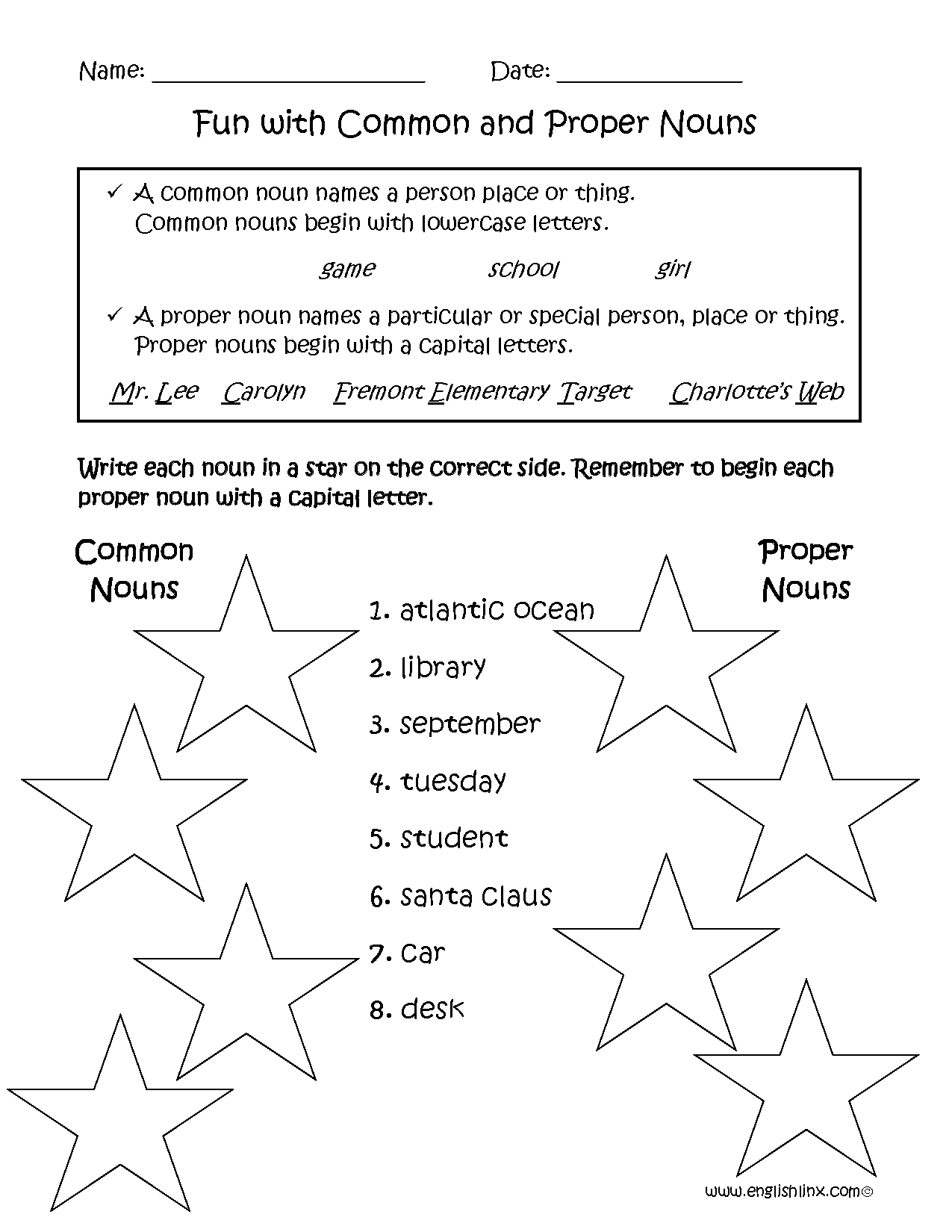 Proper And Common Nouns Worksheets Fun With Common And Proper Nouns Worksheets