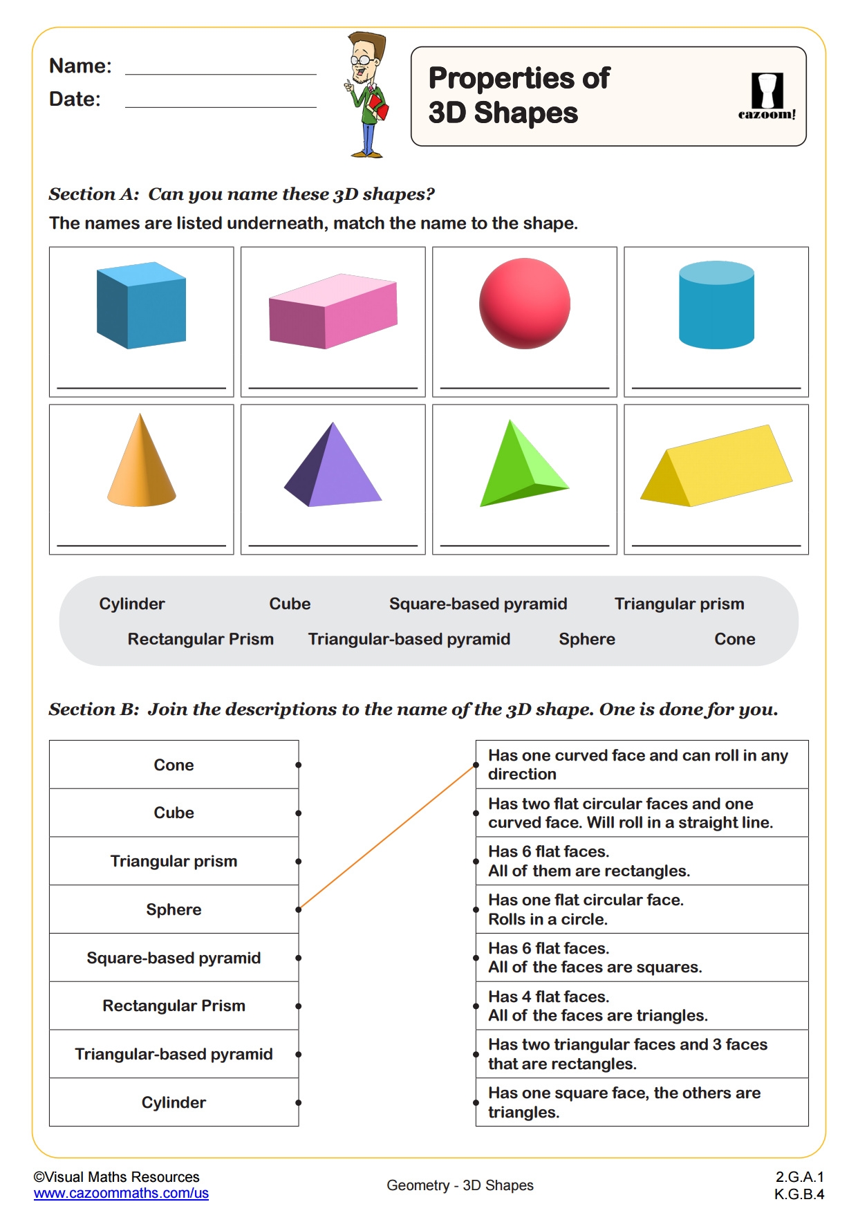 Properties Of 3D Shapes Worksheet PDF Printable Geometry Worksheets Cazoom Math