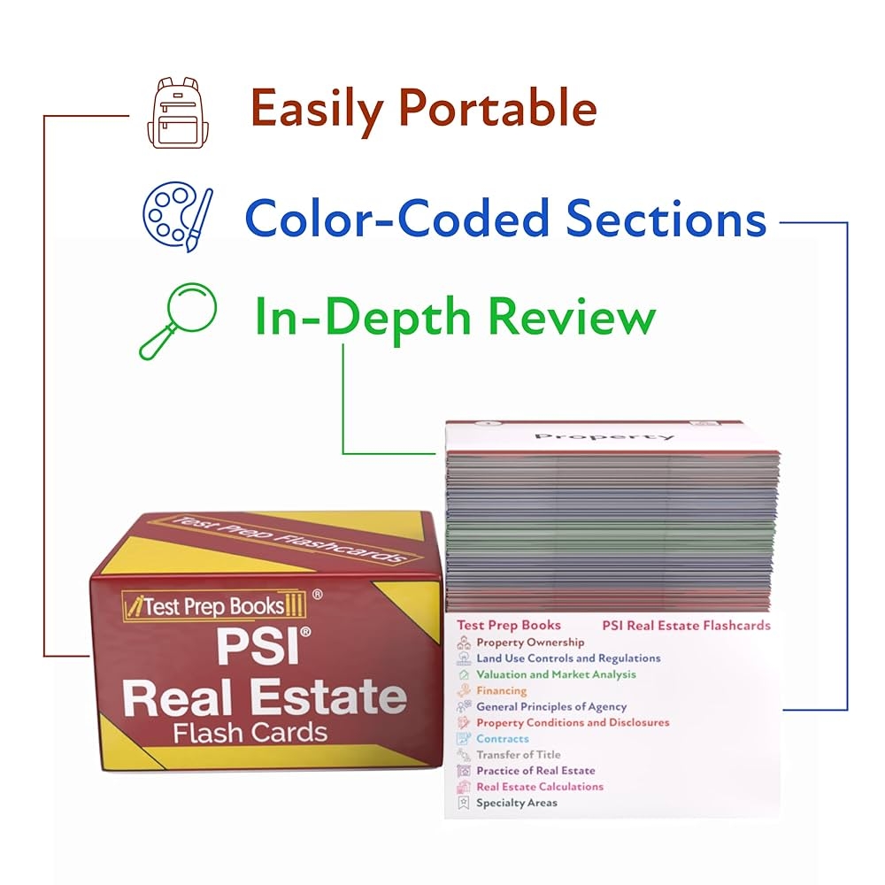 PSI Real Estate Exam Prep Study Cards 2025 2026 PSI Real Estate Review With Practice Test Questions For The National License Full Color Cards Test Prep Books 9781637759066 Amazon Books