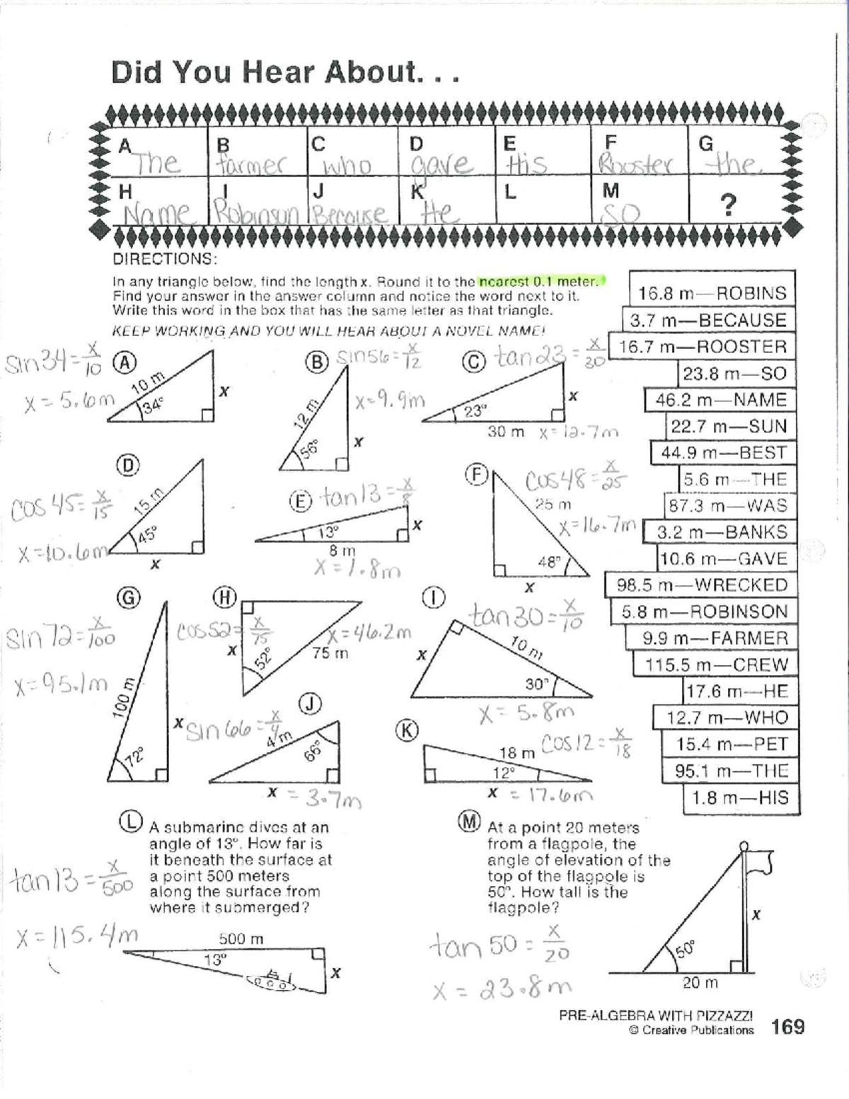 Puzzles Did You Hear Puzzle Key 2 Triangle Lengths Solutions Studocu