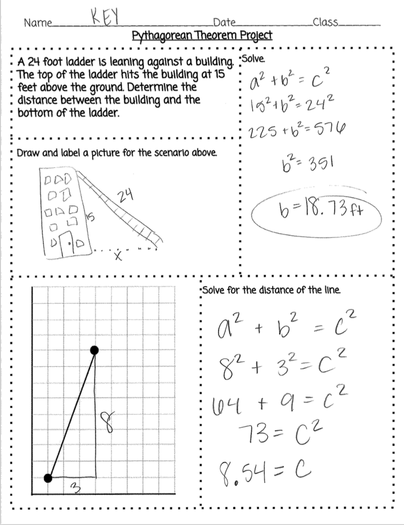 Pythagorean Theorem Project Word Problems And Drawings Made By Teachers