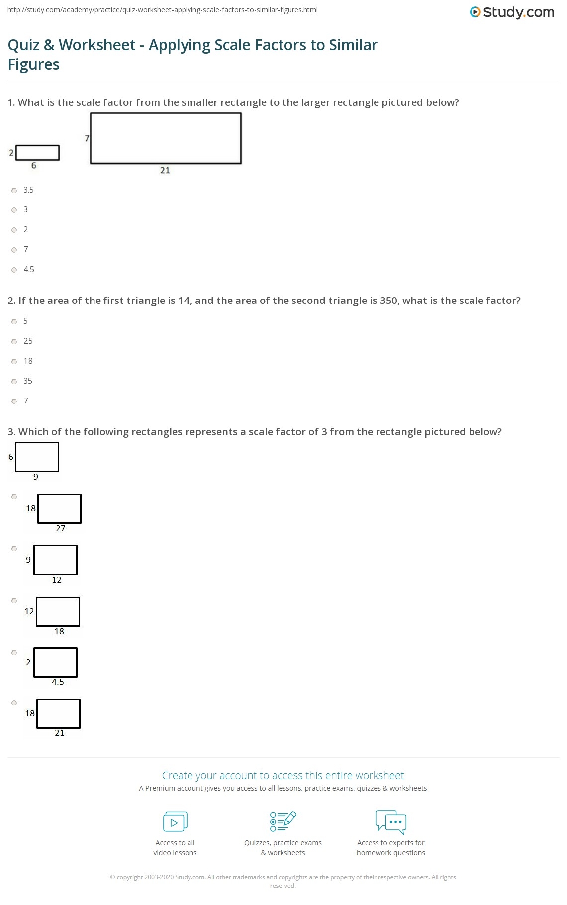 scale factor worksheet