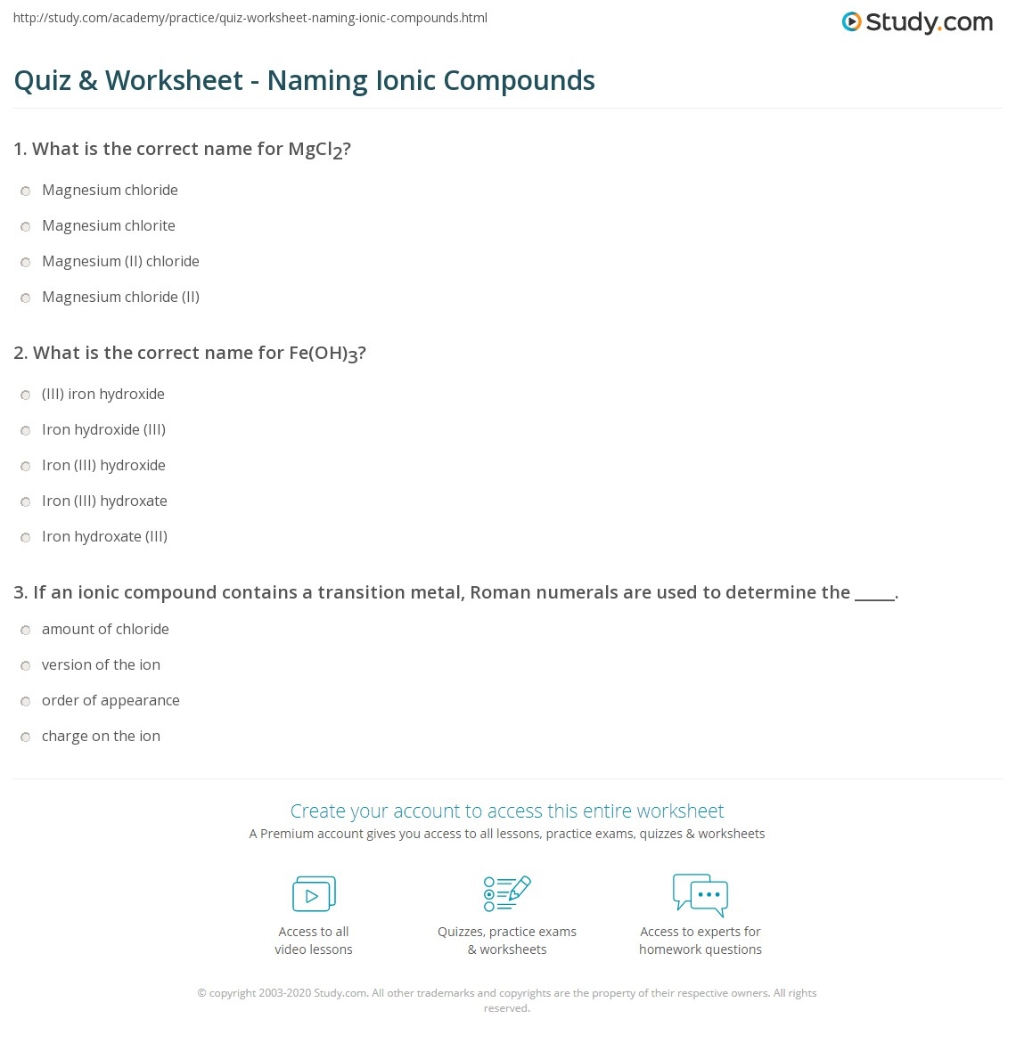 naming ionic compounds worksheet