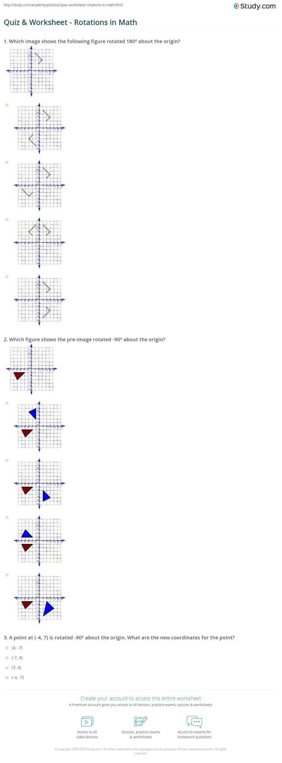 rotation math worksheet
