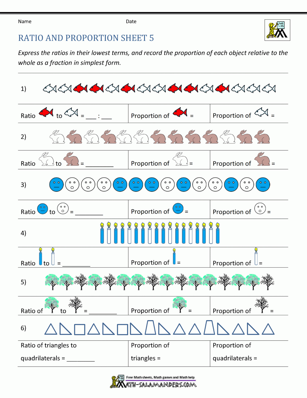 Ratio And Proportion Worksheet