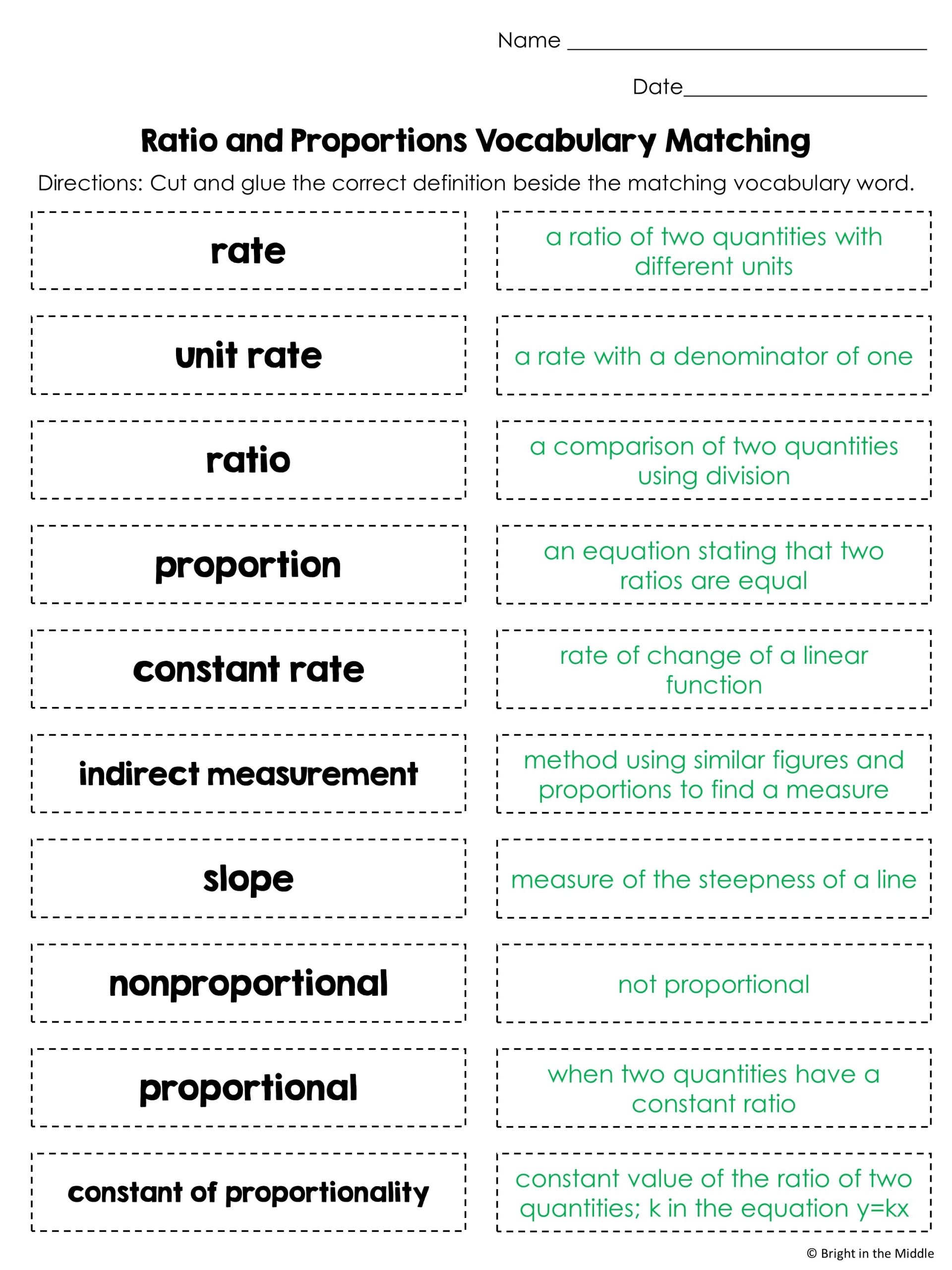 ratios and proportions worksheet