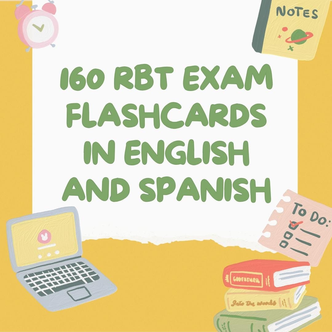 RBT Exam Flashcards 160 Study Cards English Spanish PDF Etsy