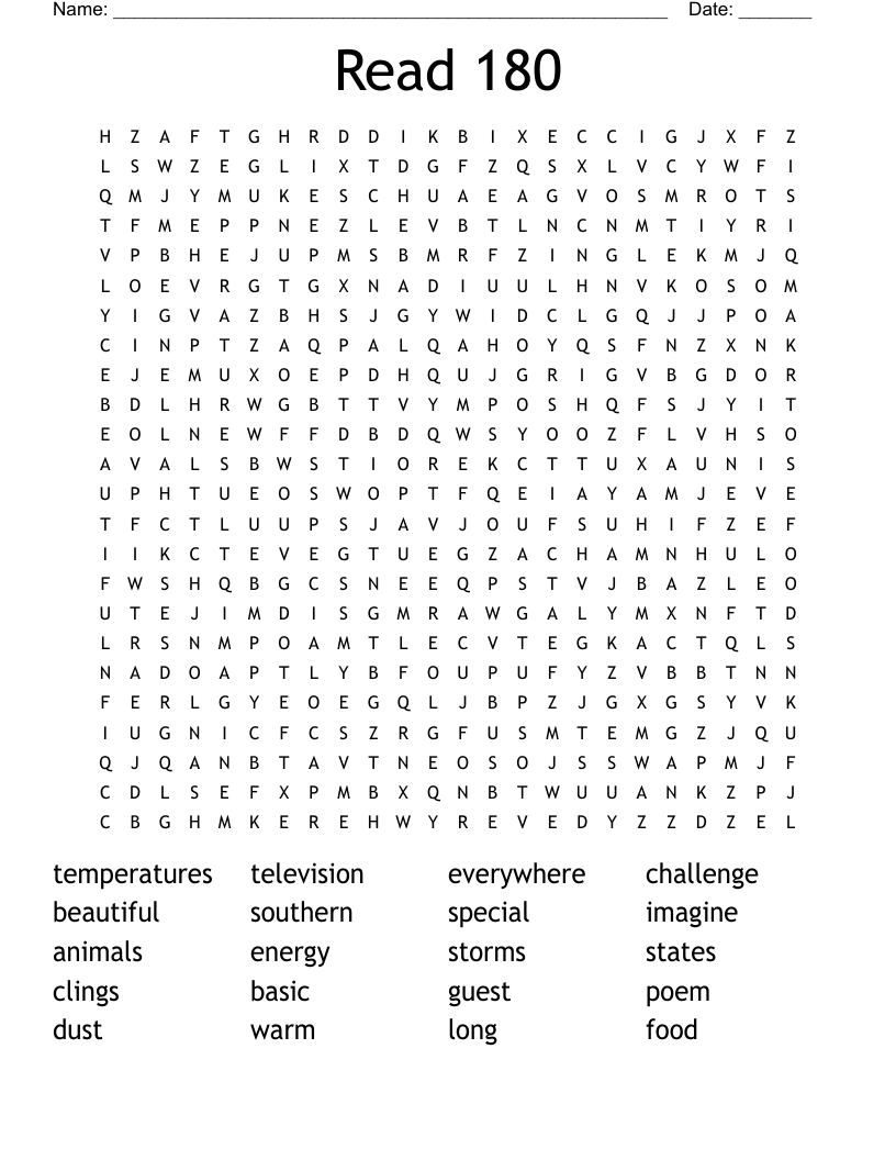 Read 180 Word Search WordMint