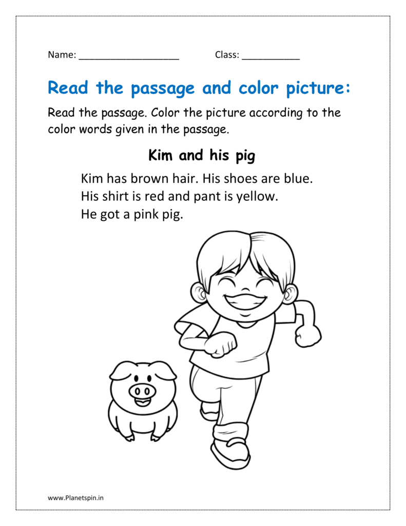 read and color worksheets