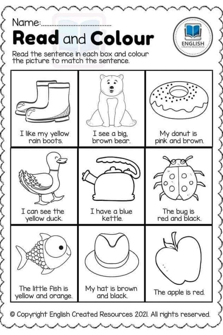 Read And Color Worksheet