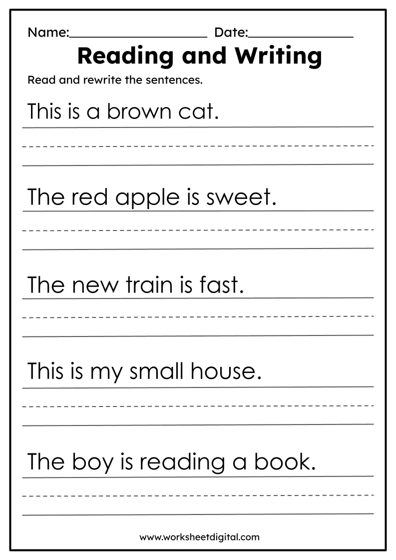 Reading And Writing Practice Worksheet Digital Worksheets Library