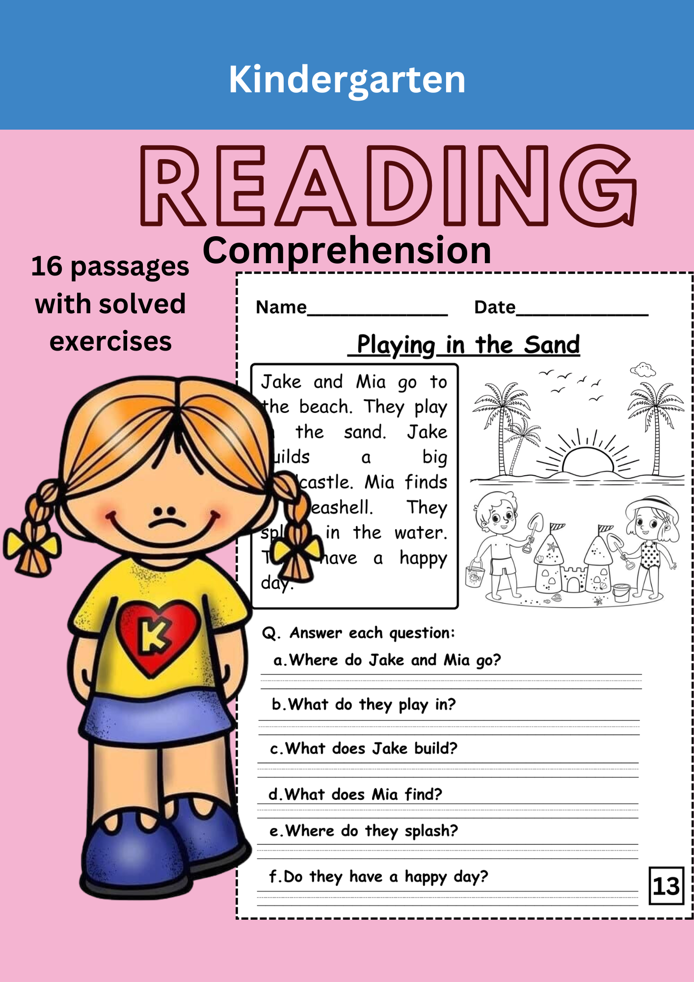 reading comprehension worksheets for kindergarten pdf