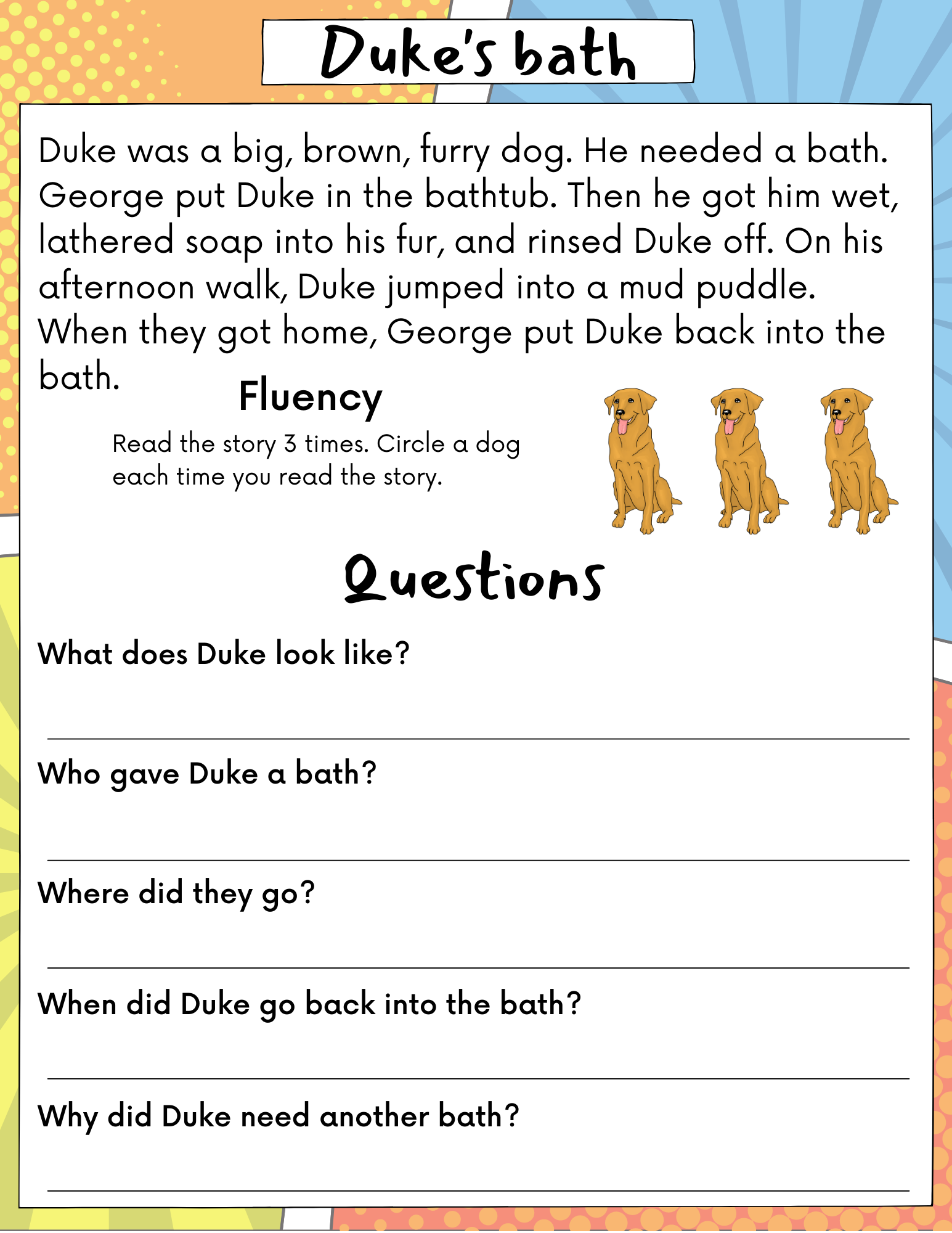 3rd grade reading worksheet