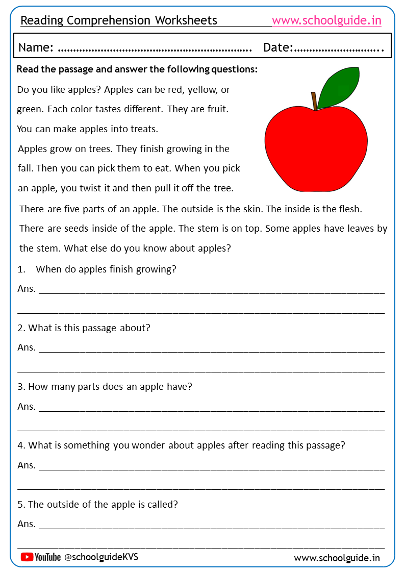 Reading Comprehension Worksheets