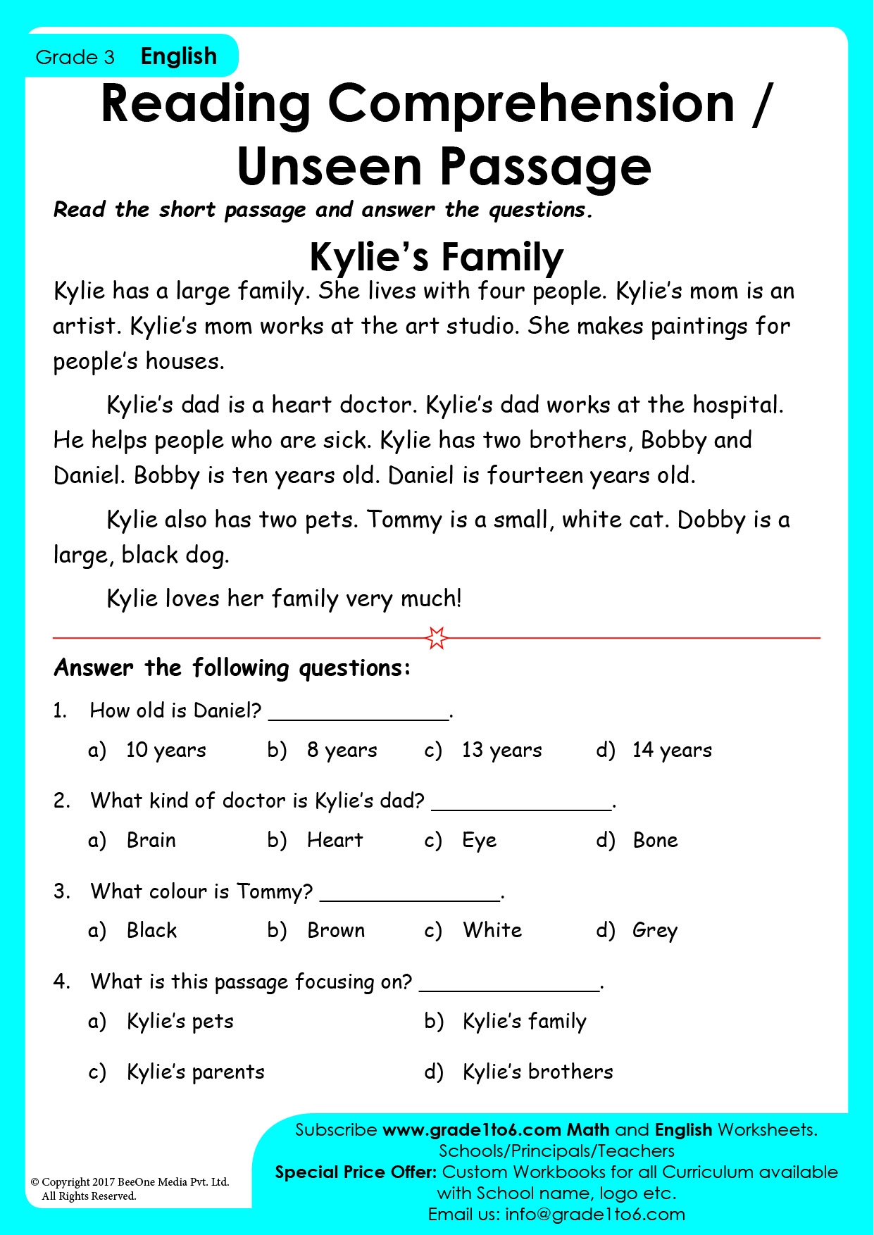 free reading comprehension worksheets for 3rd graders