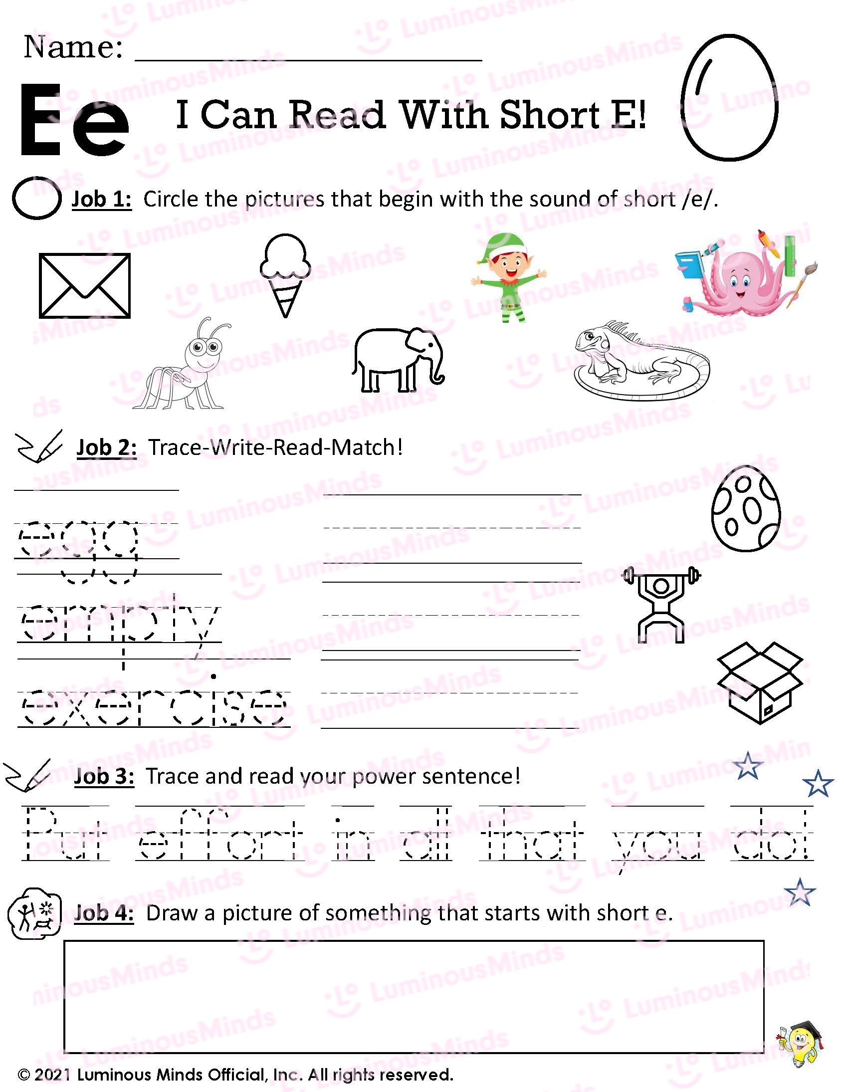 Reading Comprehension Worksheets I Can Read With Short E