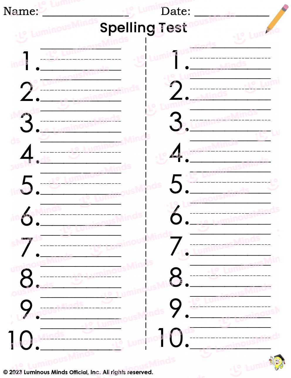printable spelling worksheets