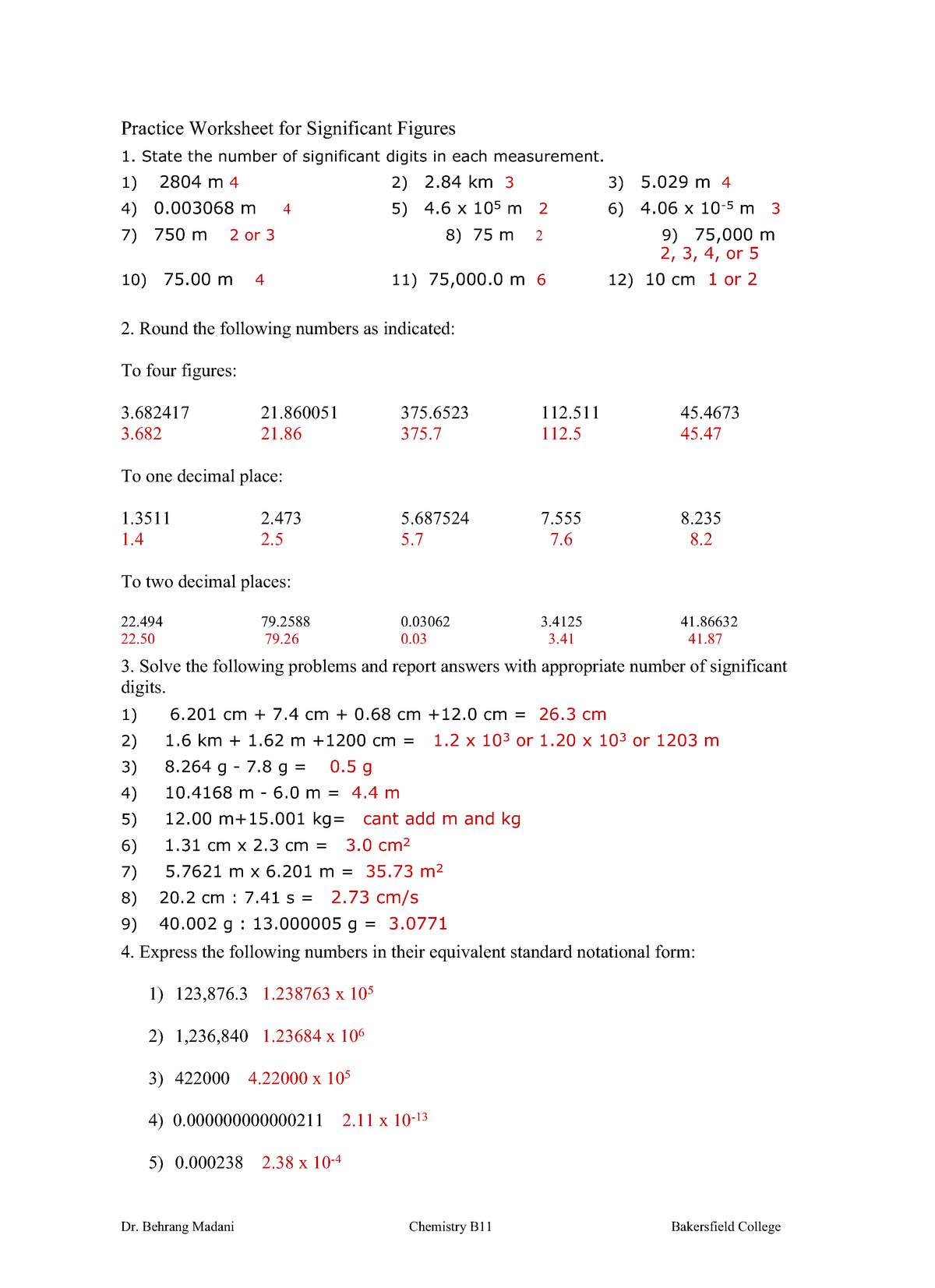 Reading Instruments With Significant Figures Worksheet With Worksheets Library