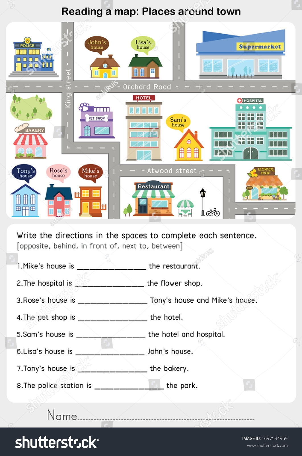 Reading Map Places Around Town Giving Stock Vector Royalty Free 1697594959 Shutterstock