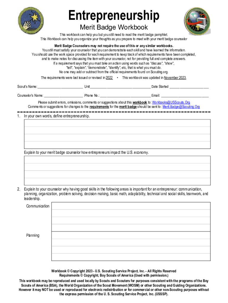Reading Merit Badge Workbook Fill Out Sign Online DocHub